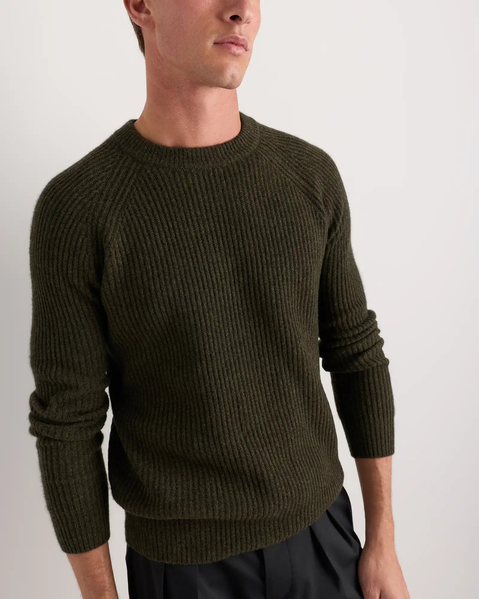 Mongolian Cashmere Fisherman Crewneck Sweater
