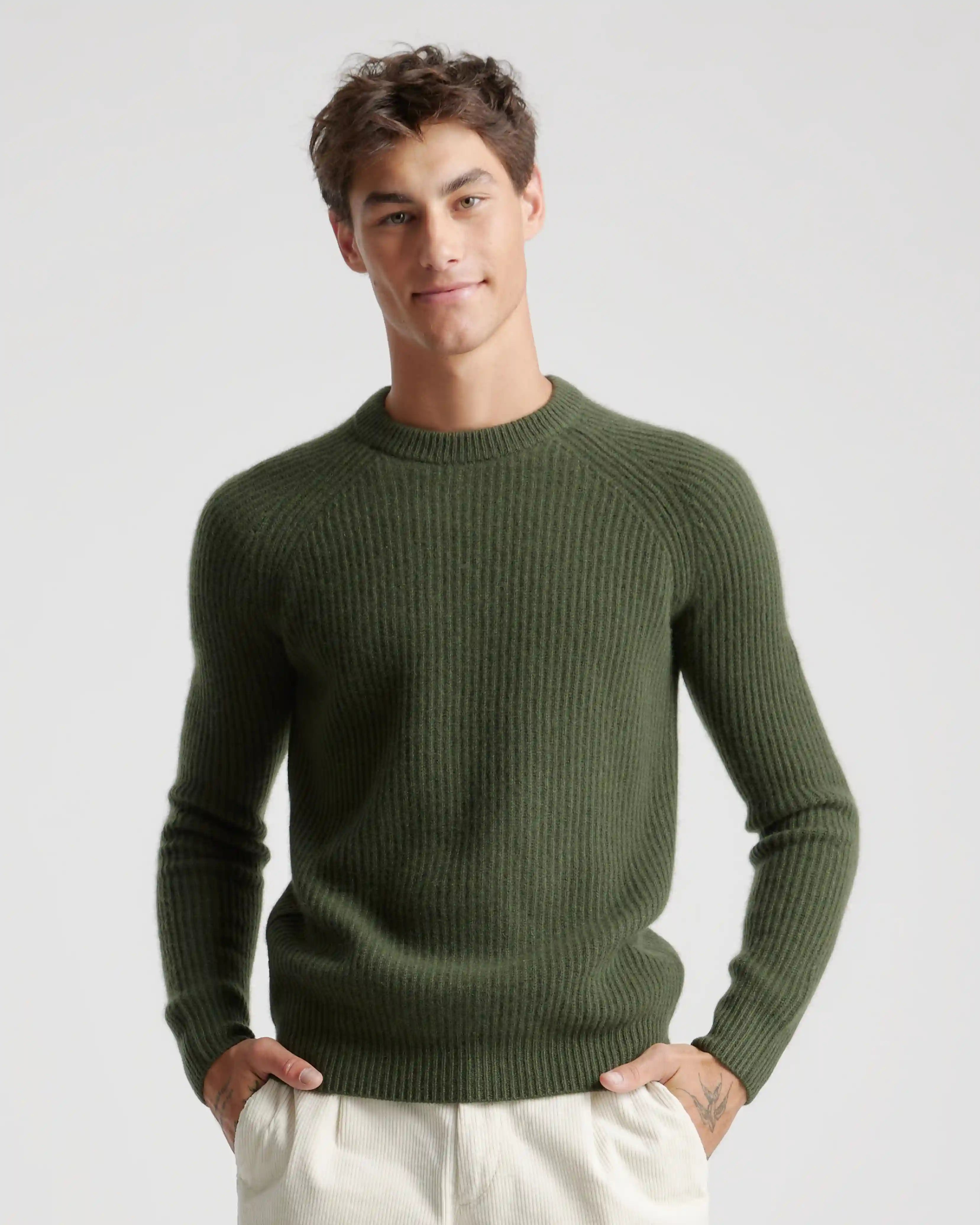 Mongolian Cashmere Fisherman Crewneck Sweater
