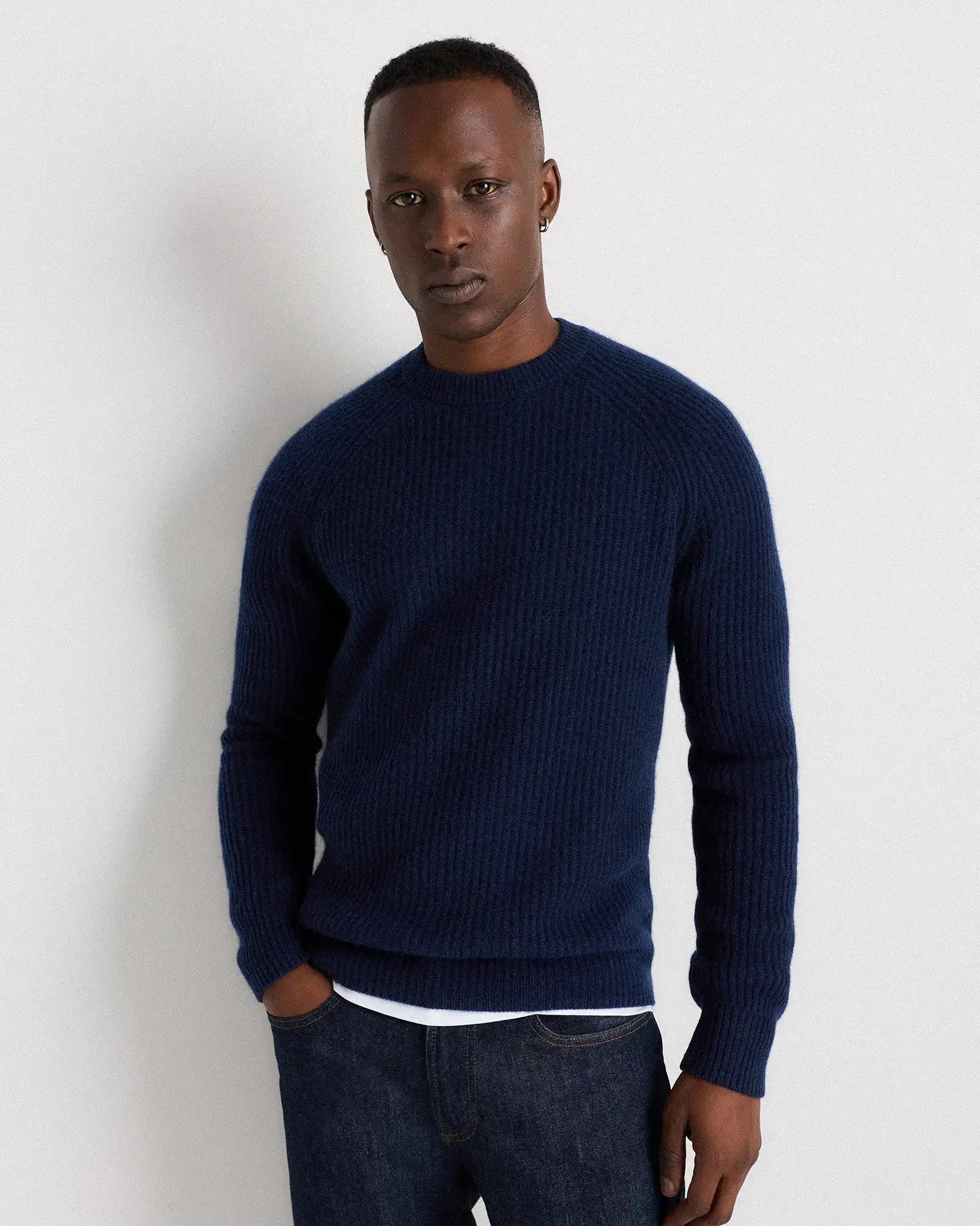 Mongolian Cashmere Fisherman Crewneck Sweater