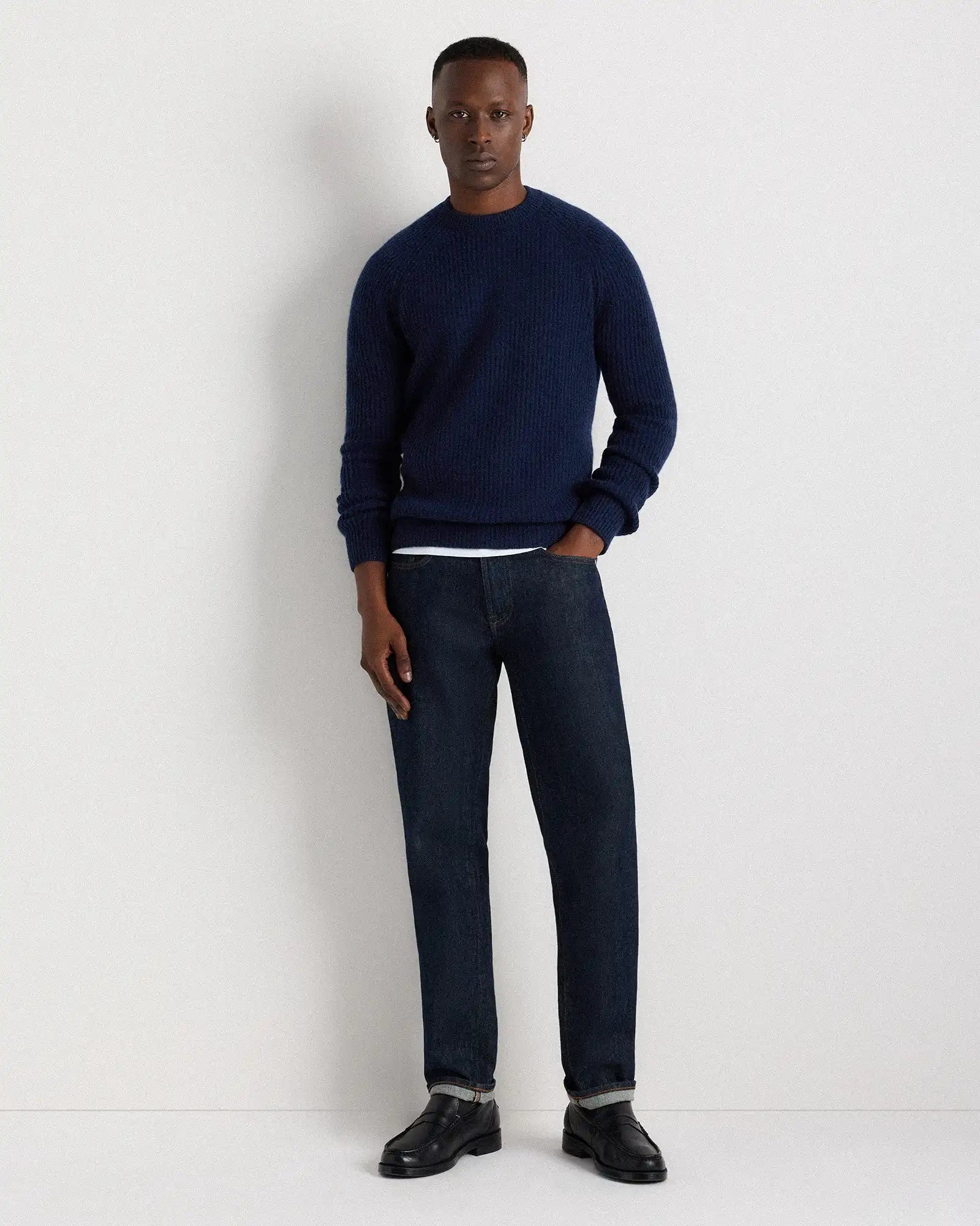 Mongolian Cashmere Fisherman Crewneck Sweater