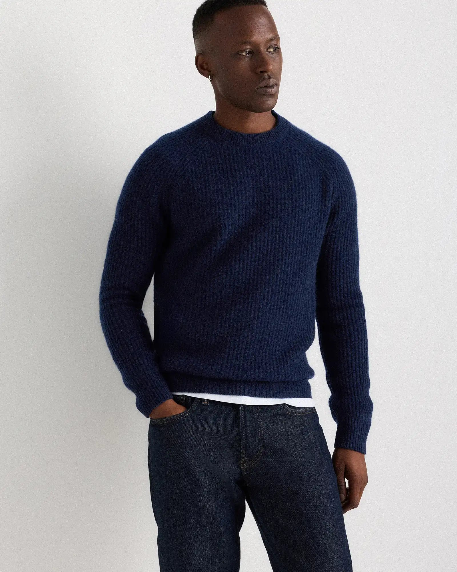 Mongolian Cashmere Fisherman Crewneck Sweater