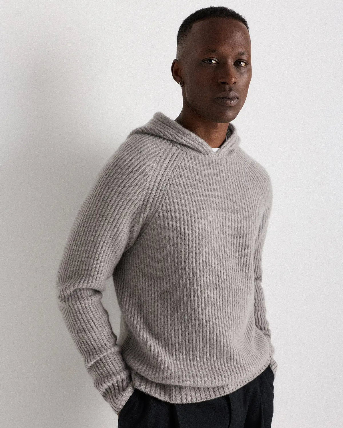 Mongolian Cashmere Fisherman Pullover Hoodie