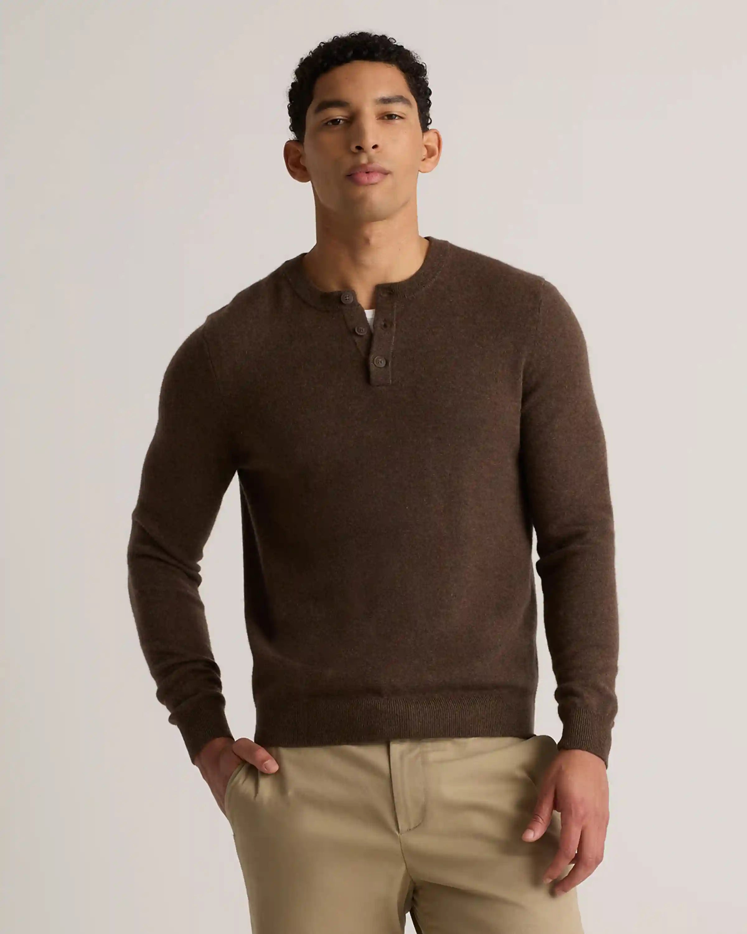 Mongolian Cashmere Henley Sweater