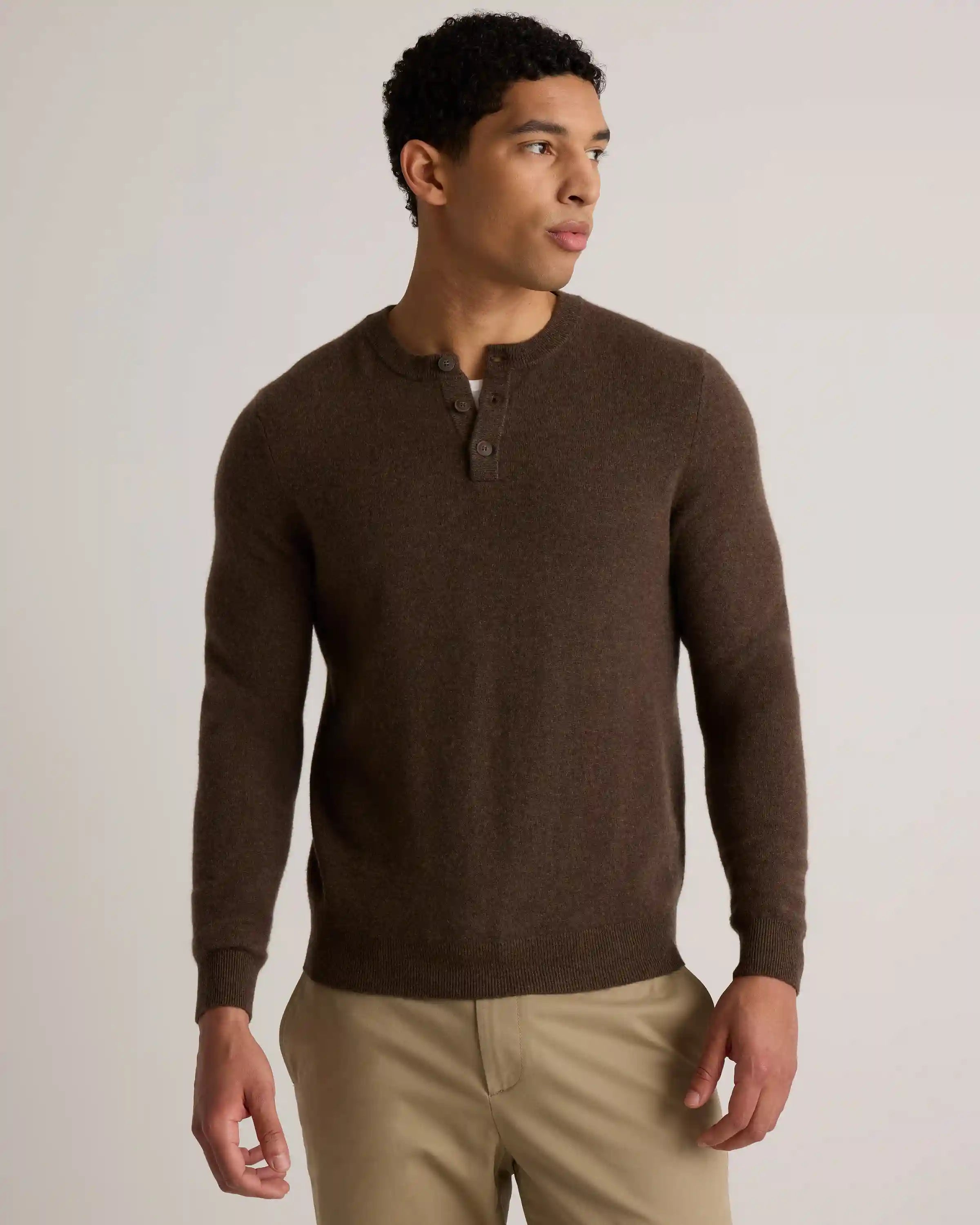 Mongolian Cashmere Henley Sweater