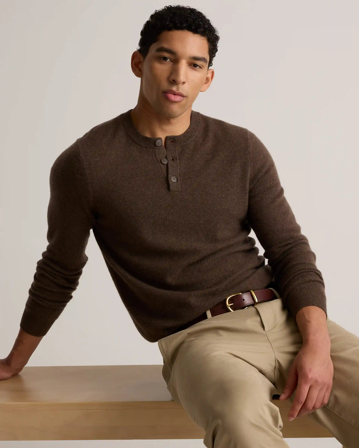 Mongolian Cashmere Henley Sweater