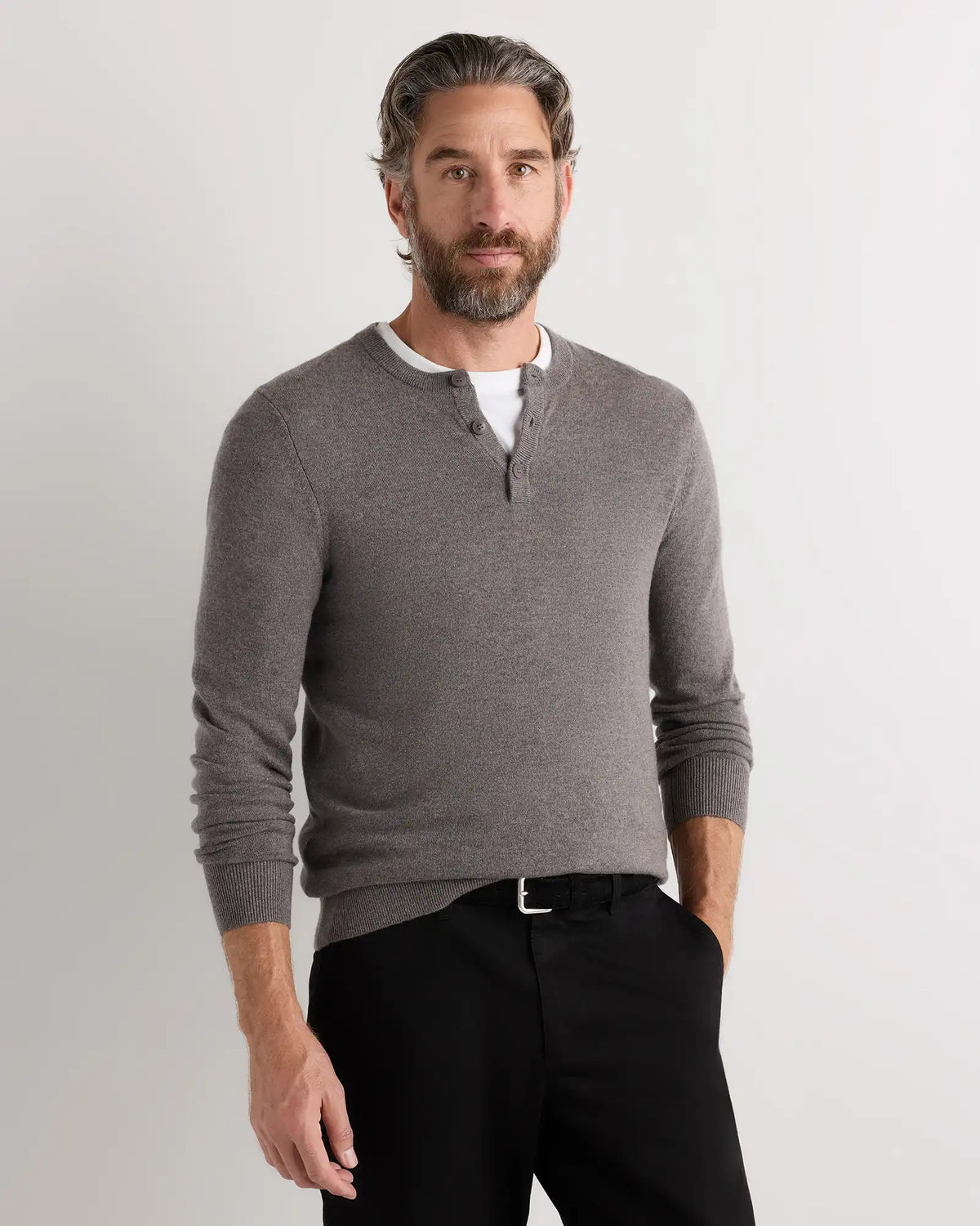 Mongolian Cashmere Henley Sweater
