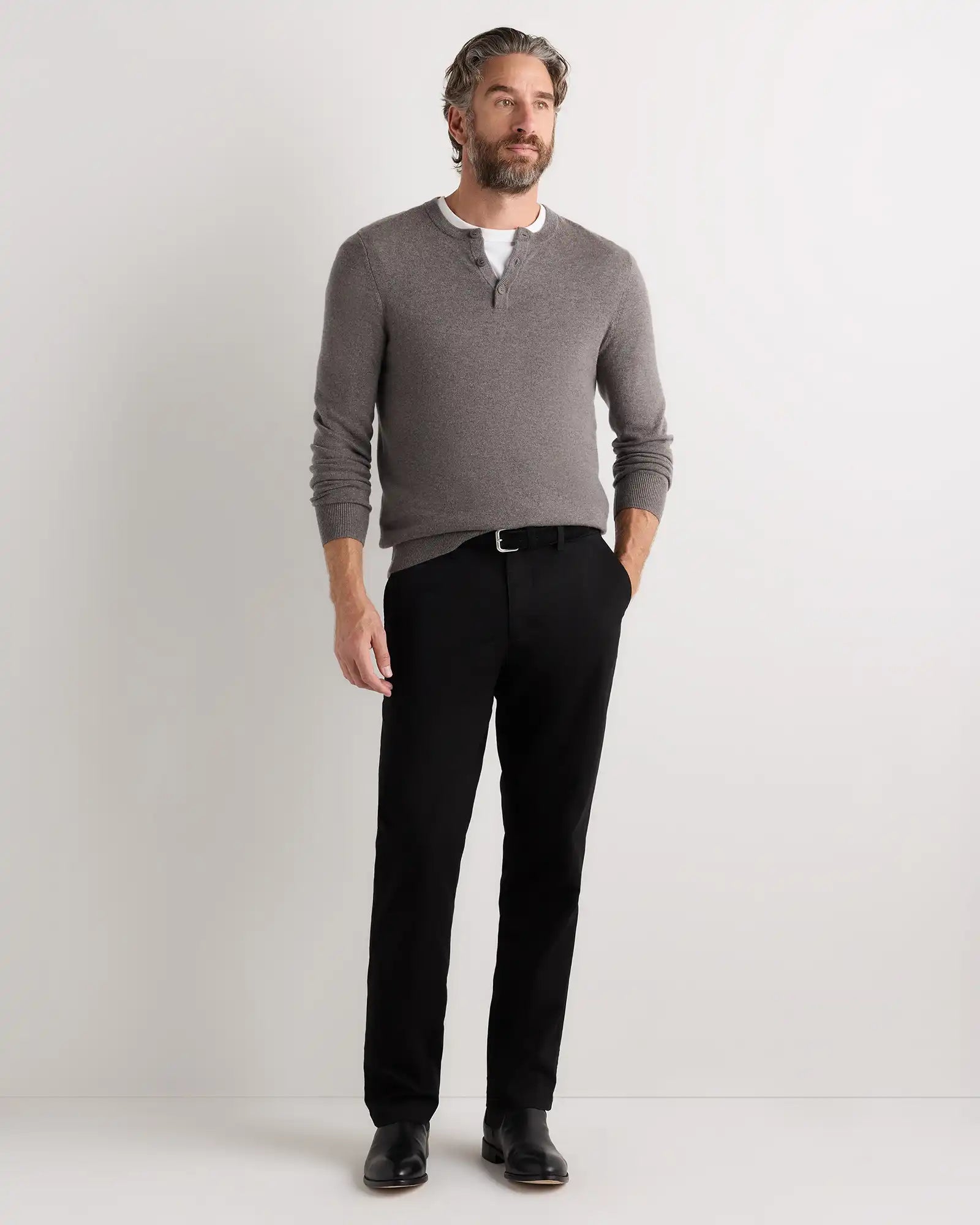 Mongolian Cashmere Henley Sweater
