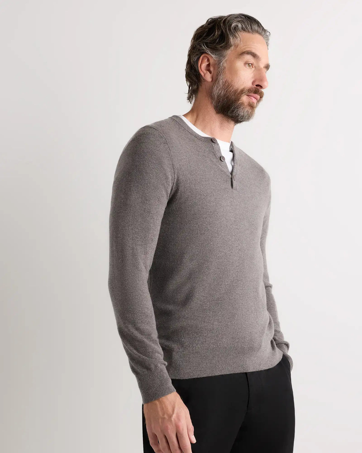 Mongolian Cashmere Henley Sweater