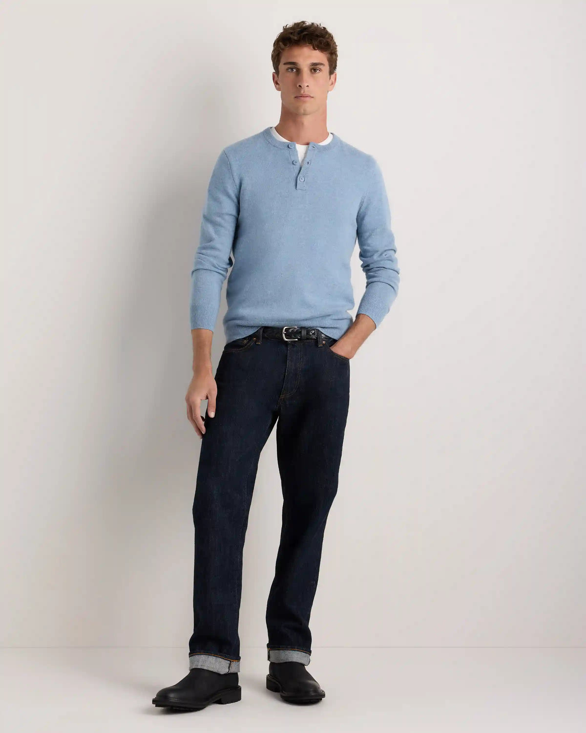 Mongolian Cashmere Henley Sweater