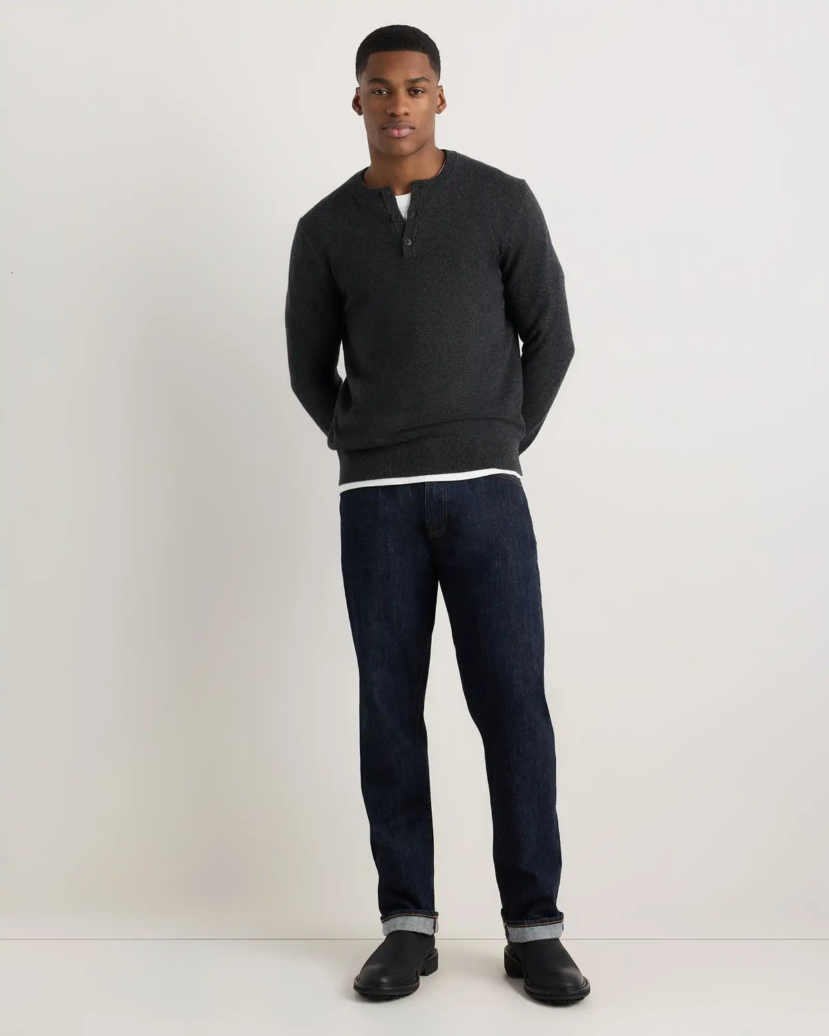 Mongolian Cashmere Henley Sweater
