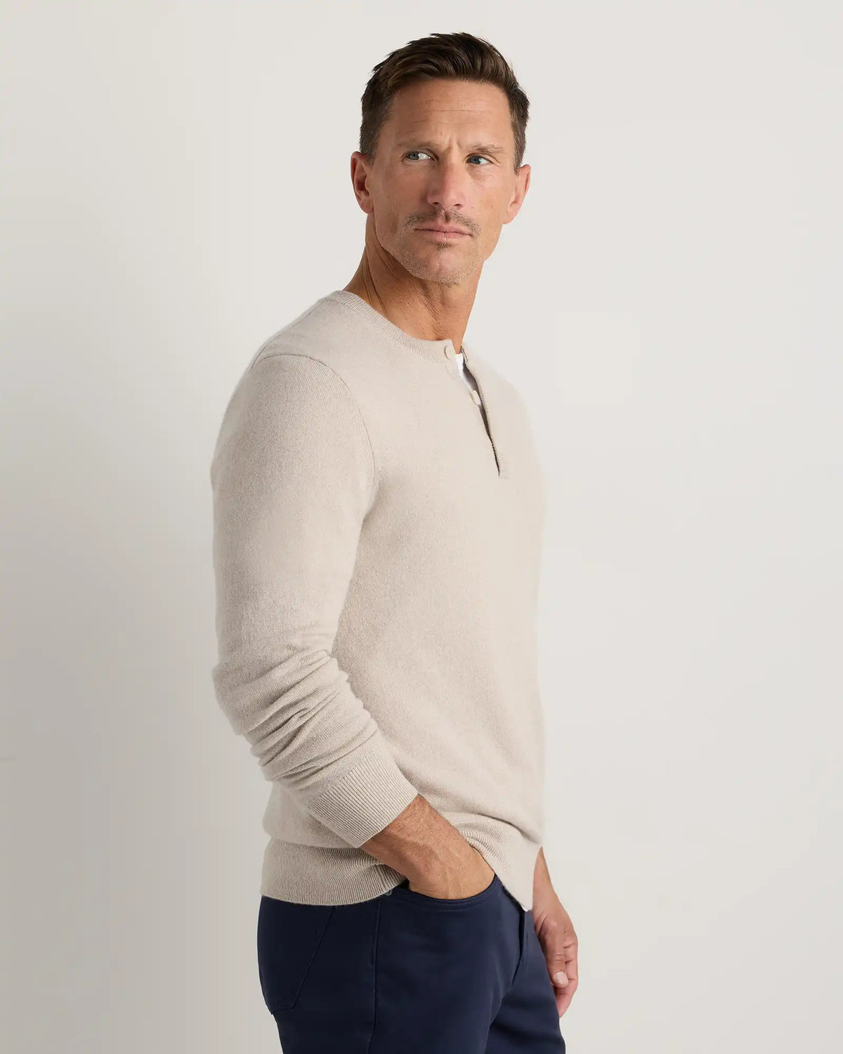 Mongolian Cashmere Henley Sweater