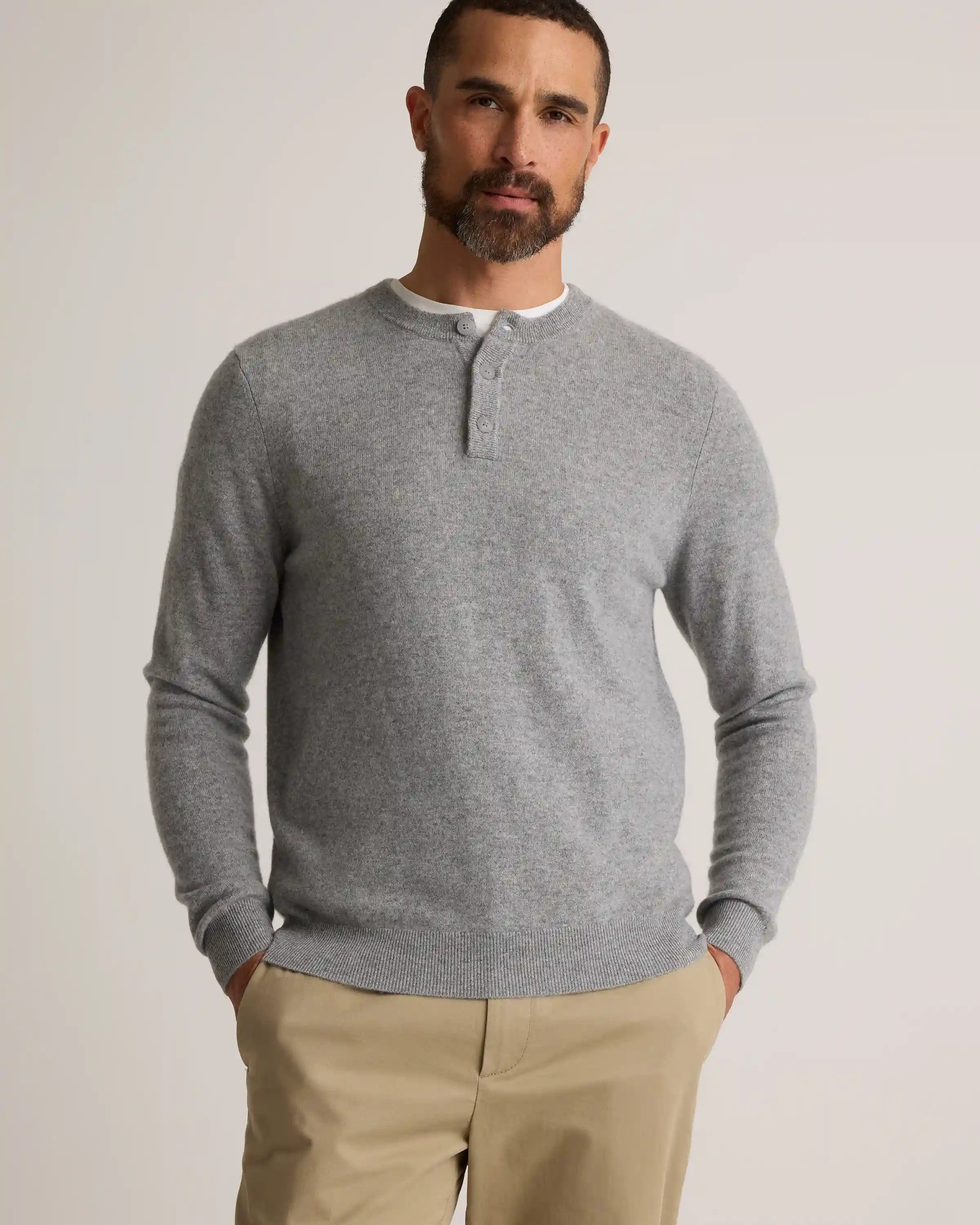 Mongolian Cashmere Henley Sweater