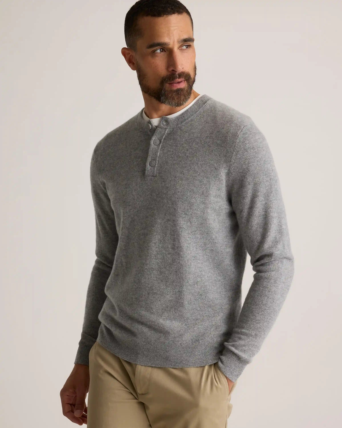 Mongolian Cashmere Henley Sweater