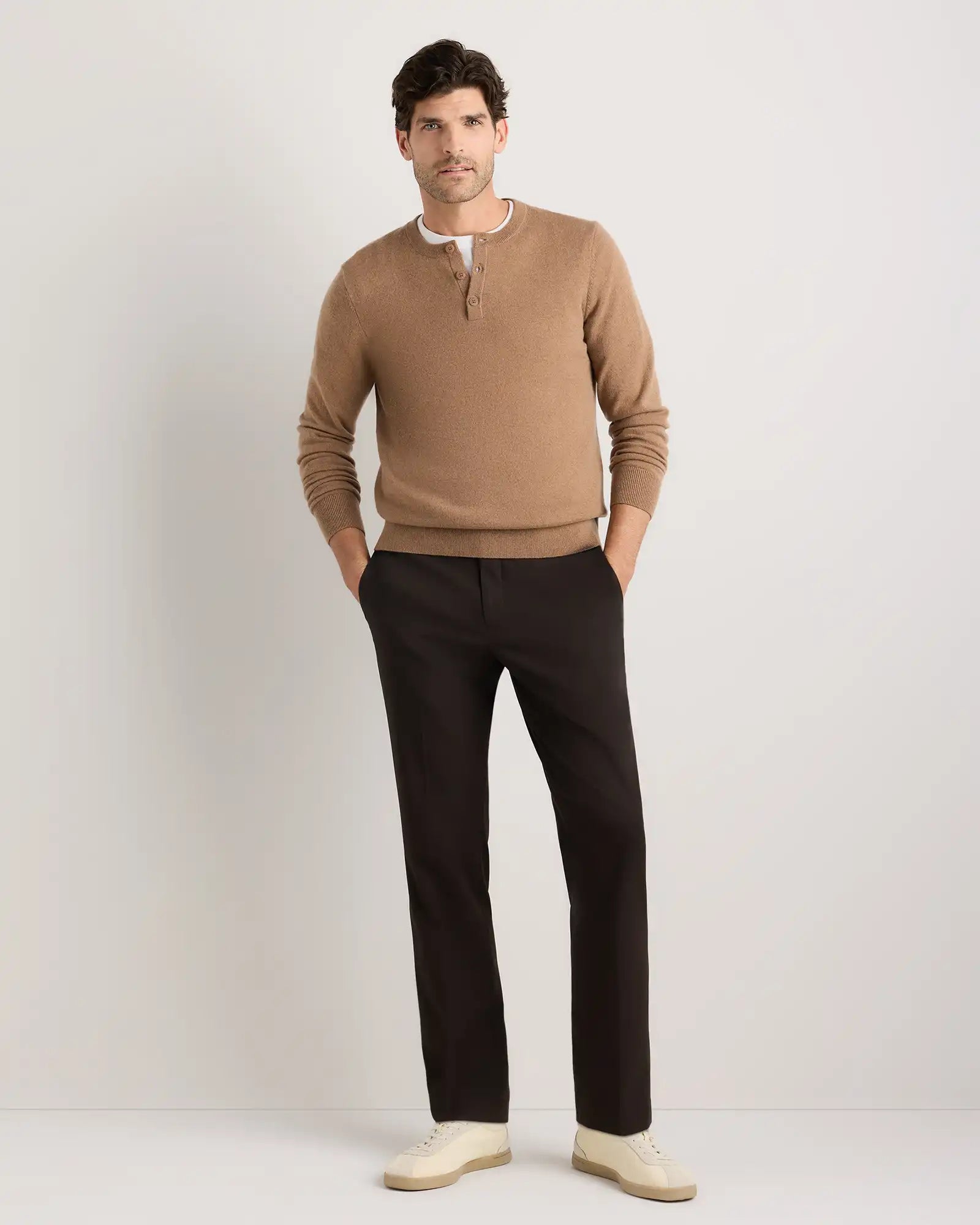 Mongolian Cashmere Henley Sweater