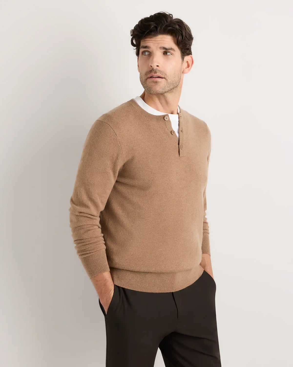 Mongolian Cashmere Henley Sweater