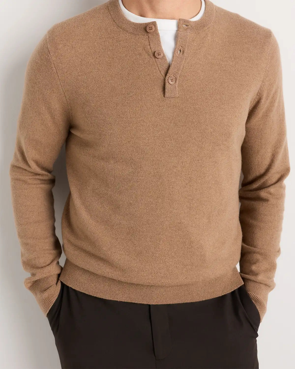 Mongolian Cashmere Henley Sweater