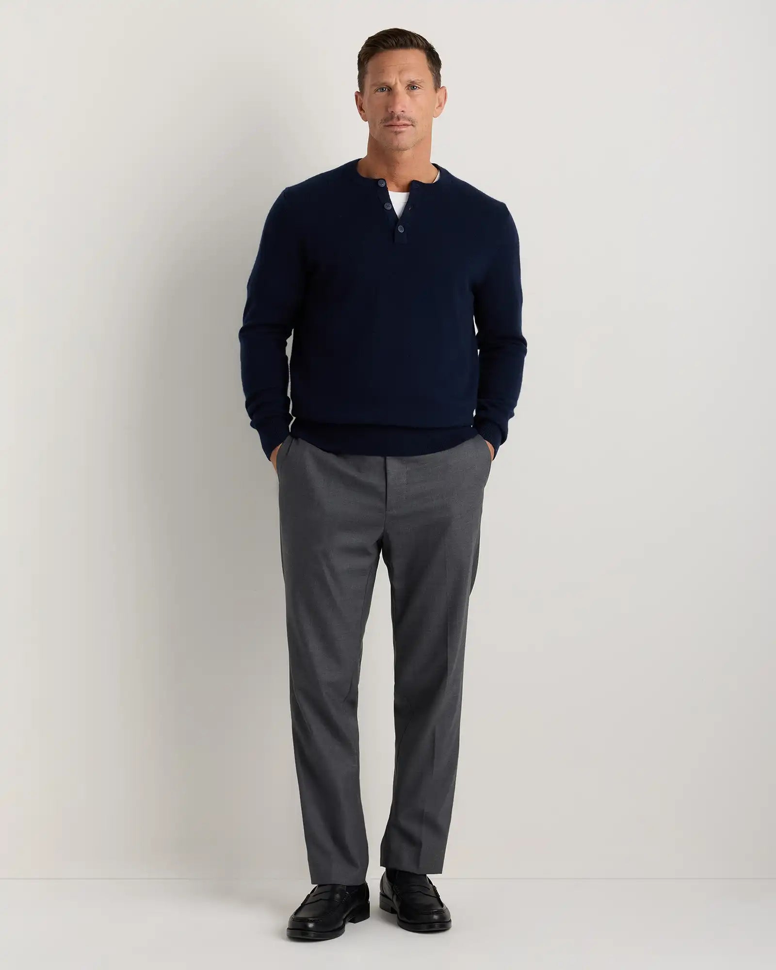 Mongolian Cashmere Henley Sweater