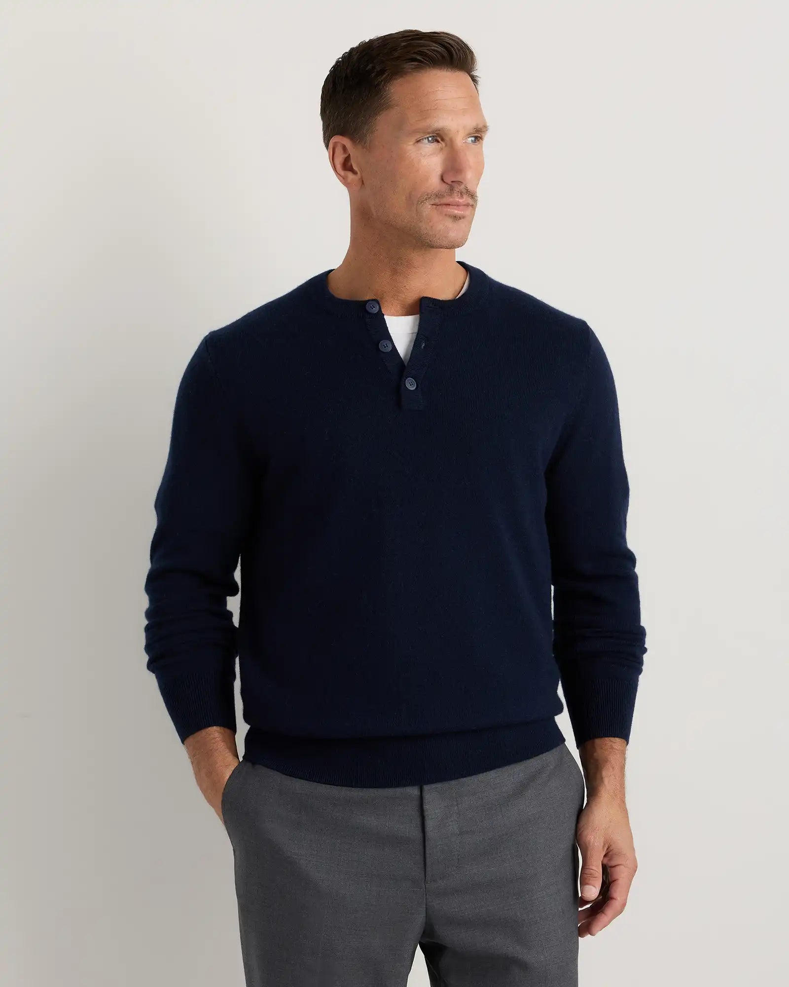 Mongolian Cashmere Henley Sweater
