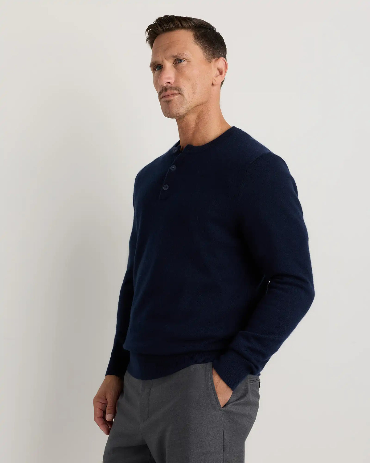 Mongolian Cashmere Henley Sweater
