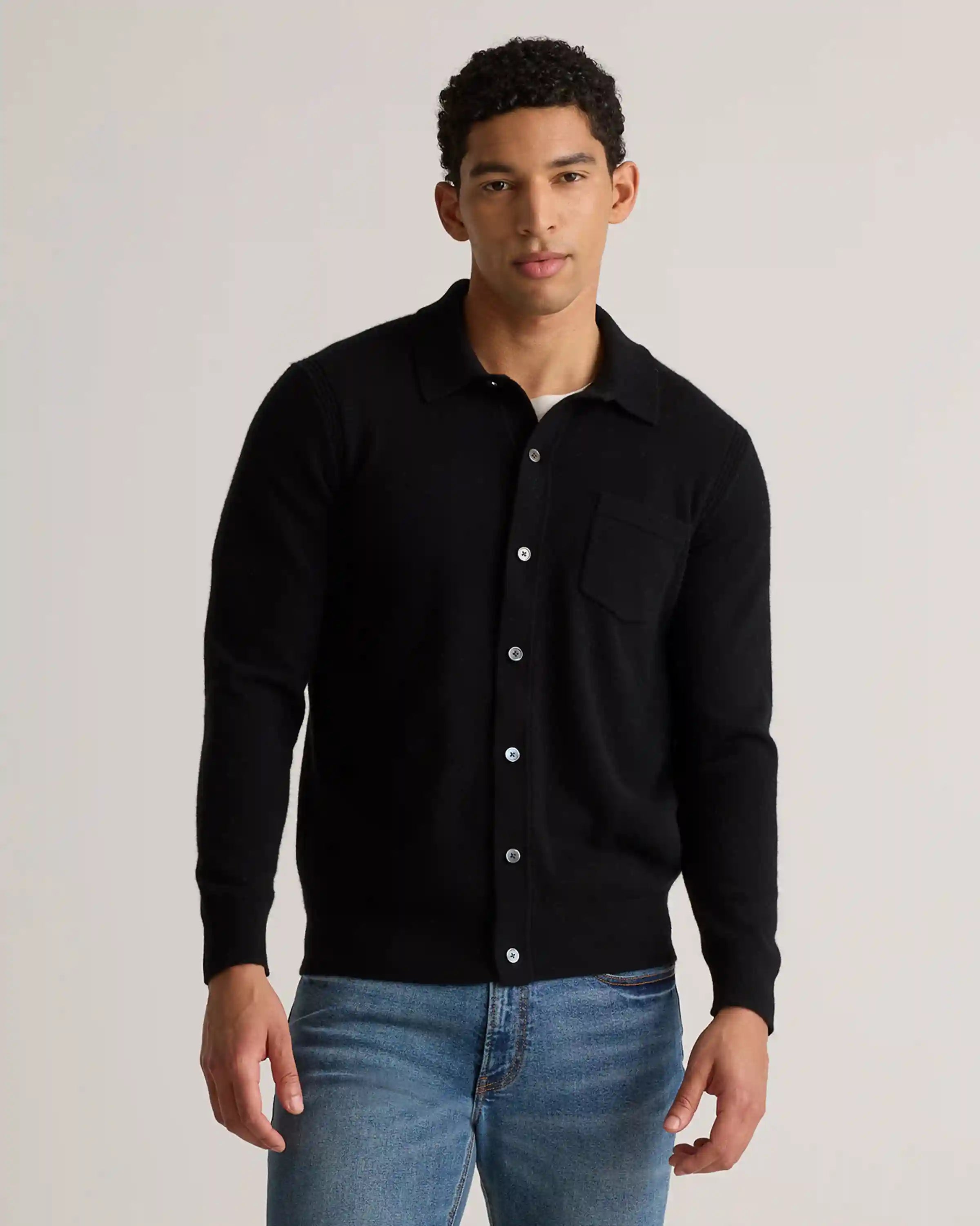 Mongolian Cashmere Button Down Sweater