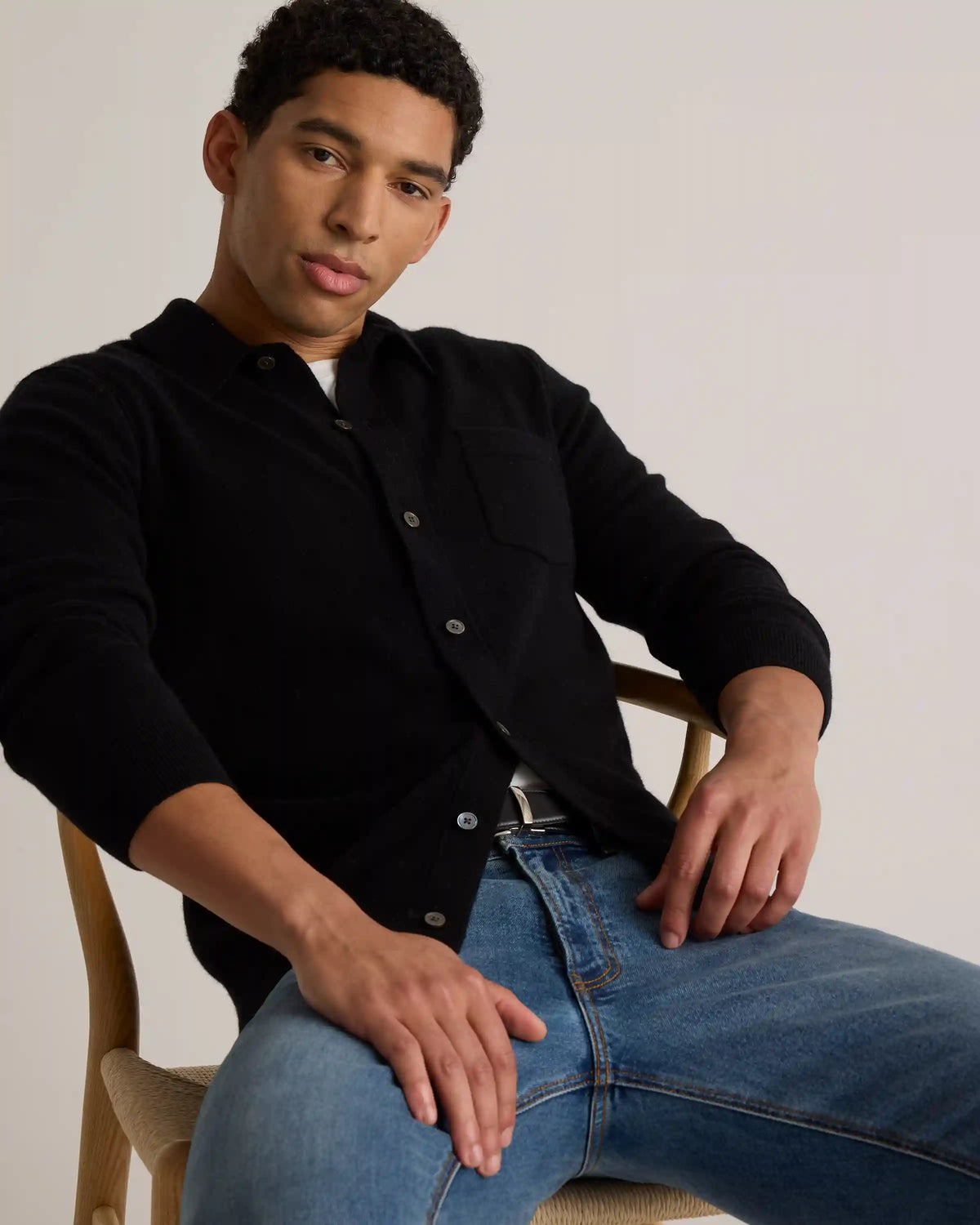 Mongolian Cashmere Button Down Sweater