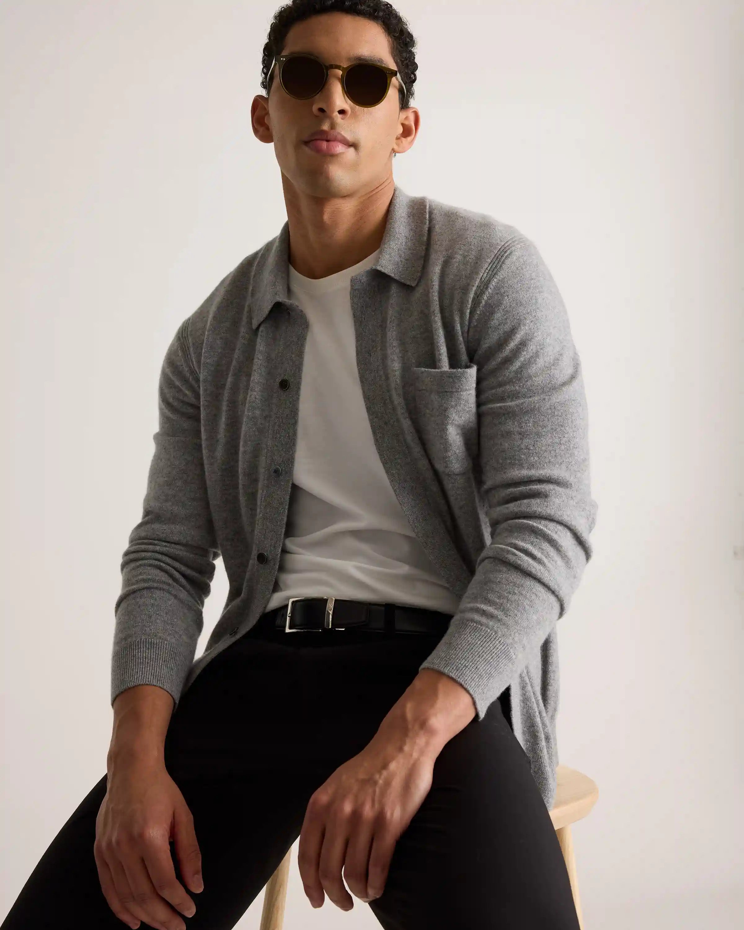 Mongolian Cashmere Button Down Sweater