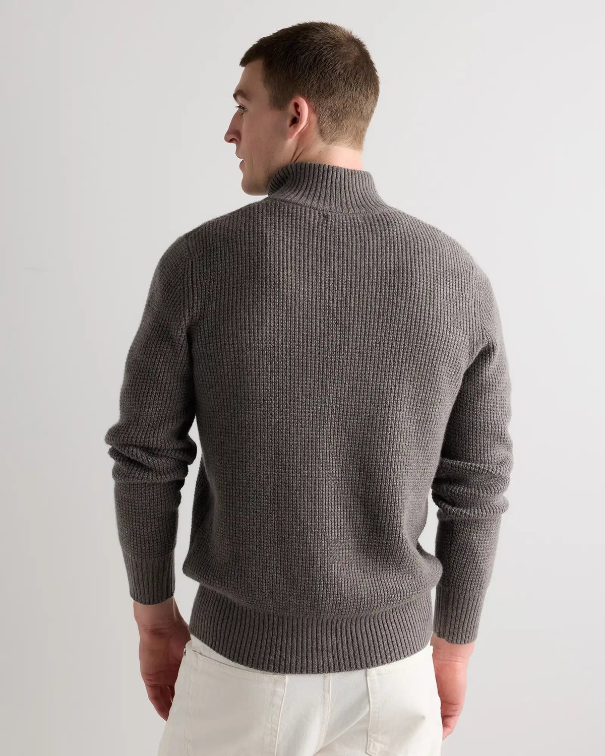 Mongolian Cashmere Waffle Quarter Button Sweater