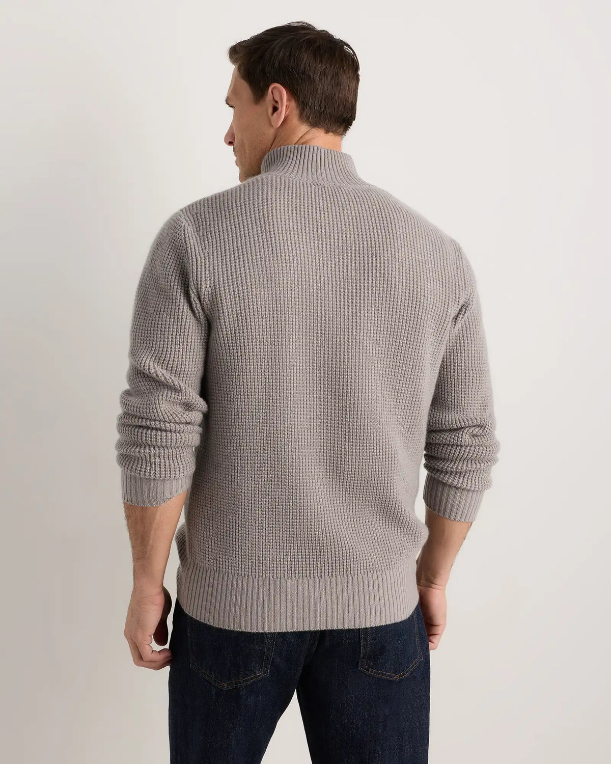Mongolian Cashmere Waffle Quarter Button Sweater
