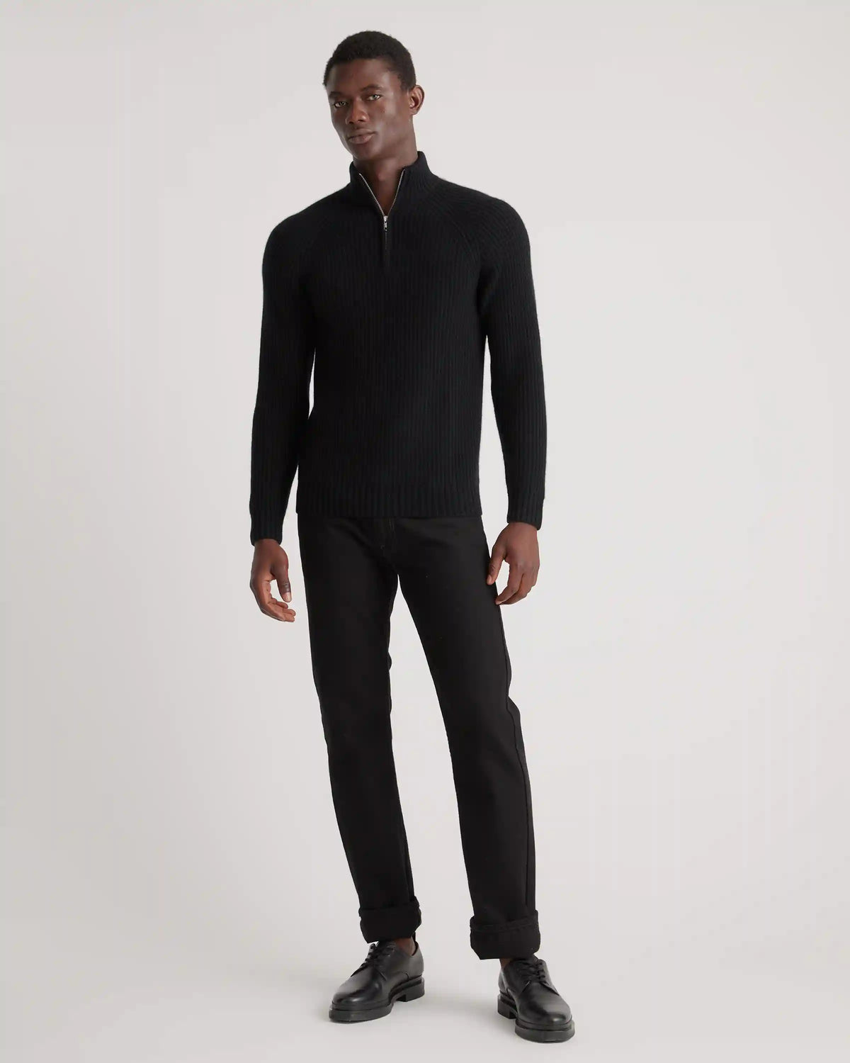 Mongolian Cashmere Fisherman Quarter Zip Sweater