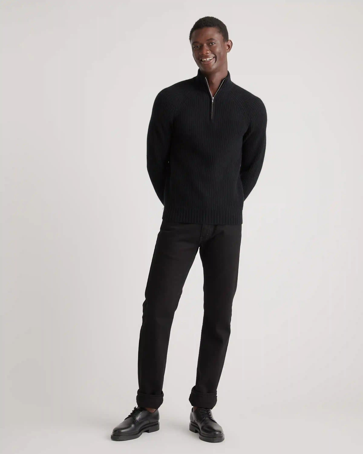 Mongolian Spring Cashmere Fisherman Quarter Zip Sweater