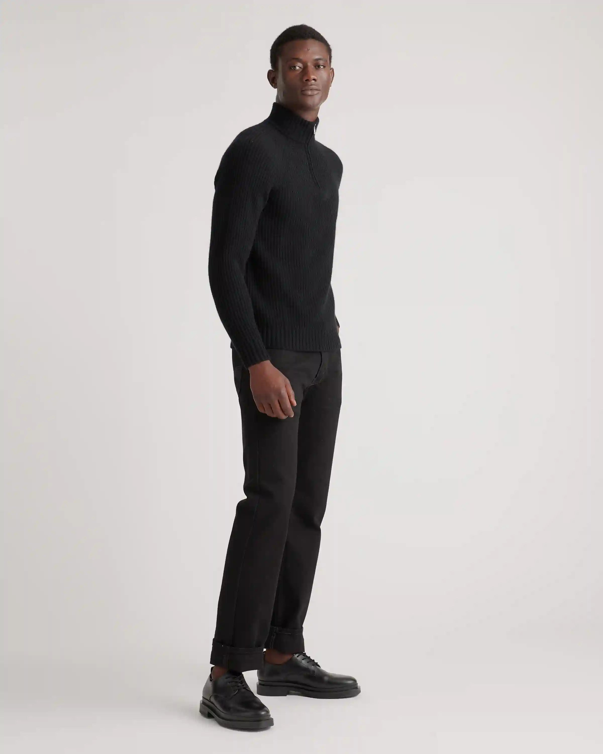 Mongolian Cashmere Fisherman Quarter Zip Sweater
