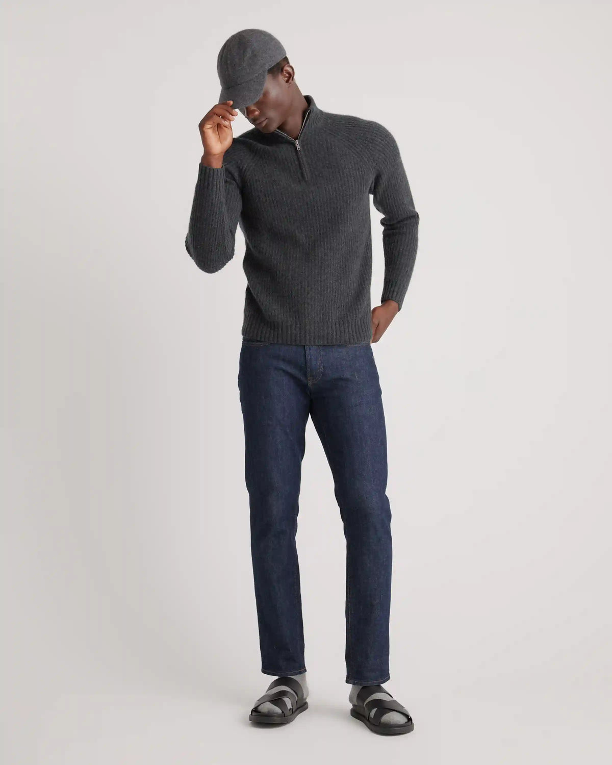 Mongolian Cashmere Fisherman Quarter Zip Sweater