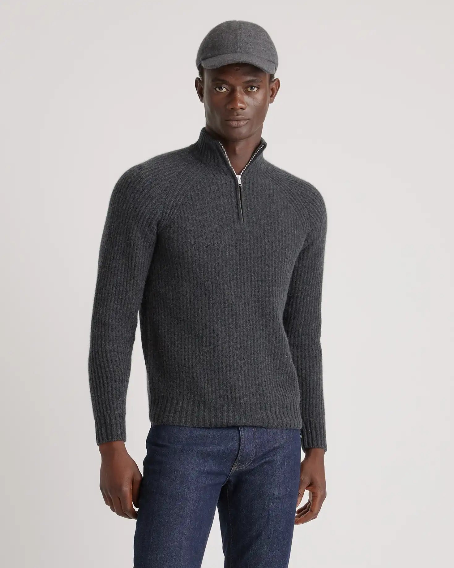 Mongolian Spring Cashmere Fisherman Quarter Zip Sweater