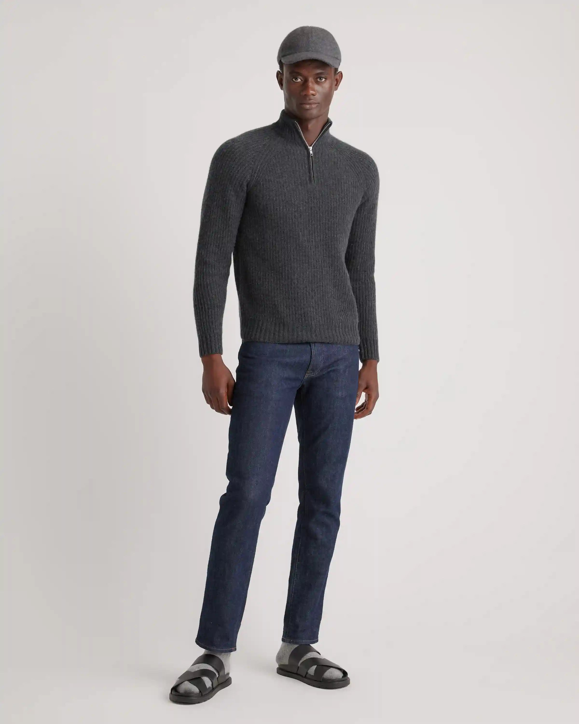 Mongolian Cashmere Fisherman Quarter Zip Sweater