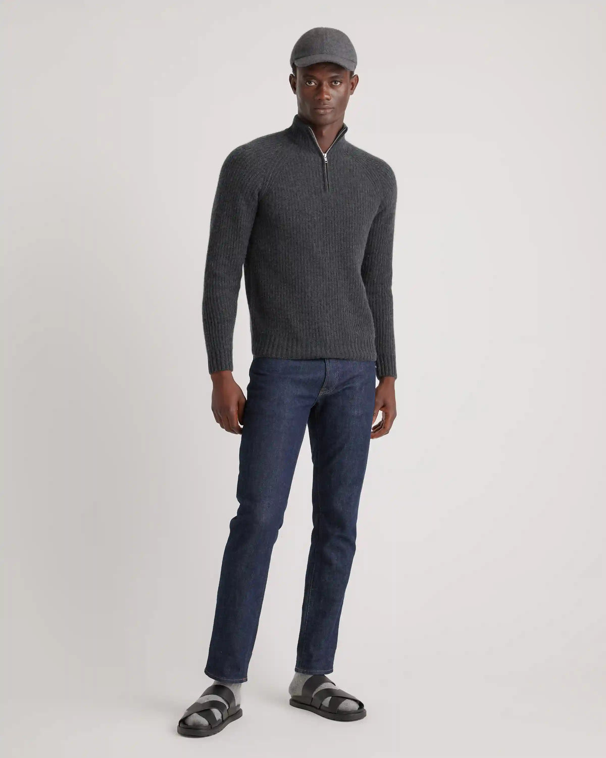 Mongolian Spring Cashmere Fisherman Quarter Zip Sweater
