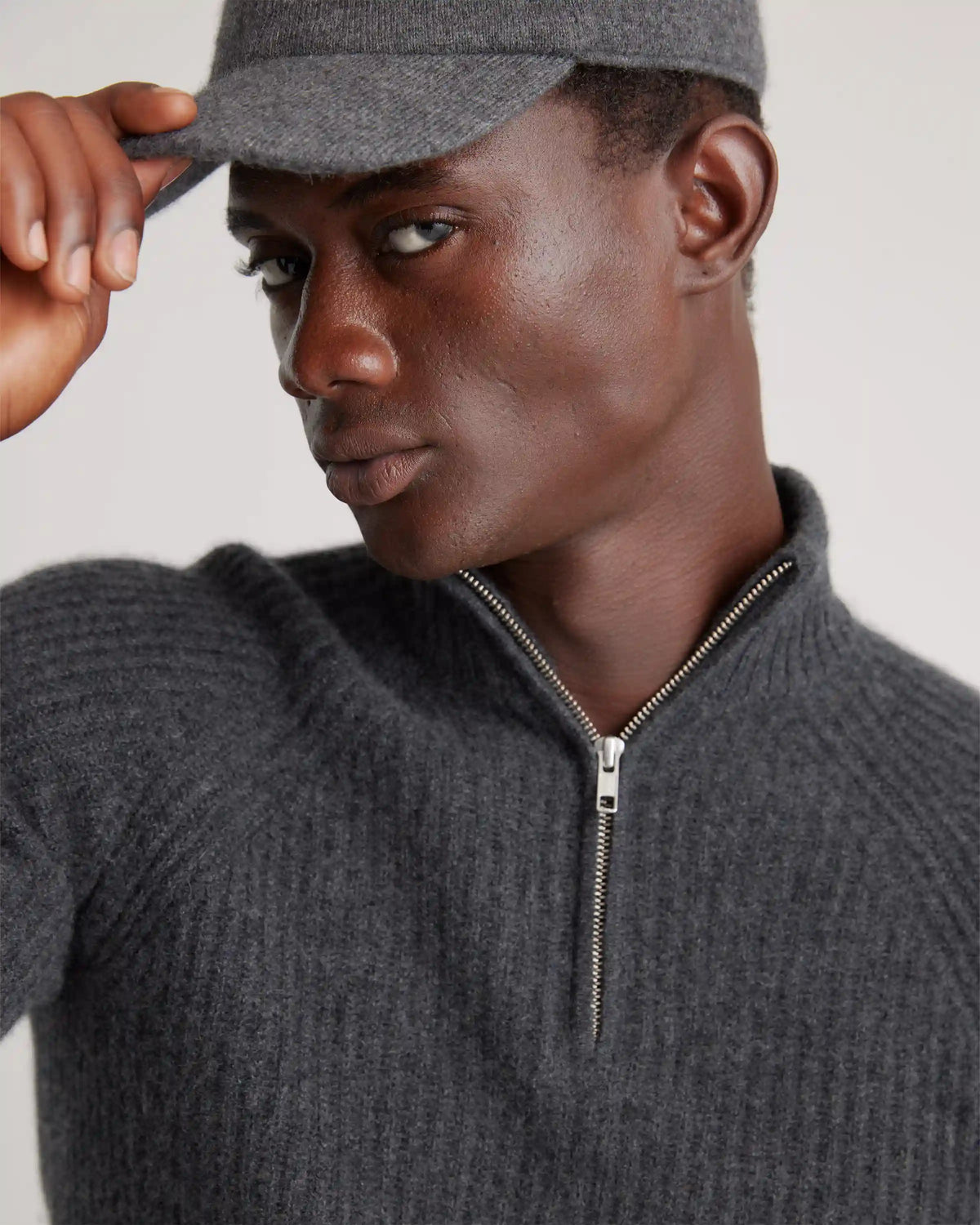 Mongolian Cashmere Fisherman Quarter Zip Sweater