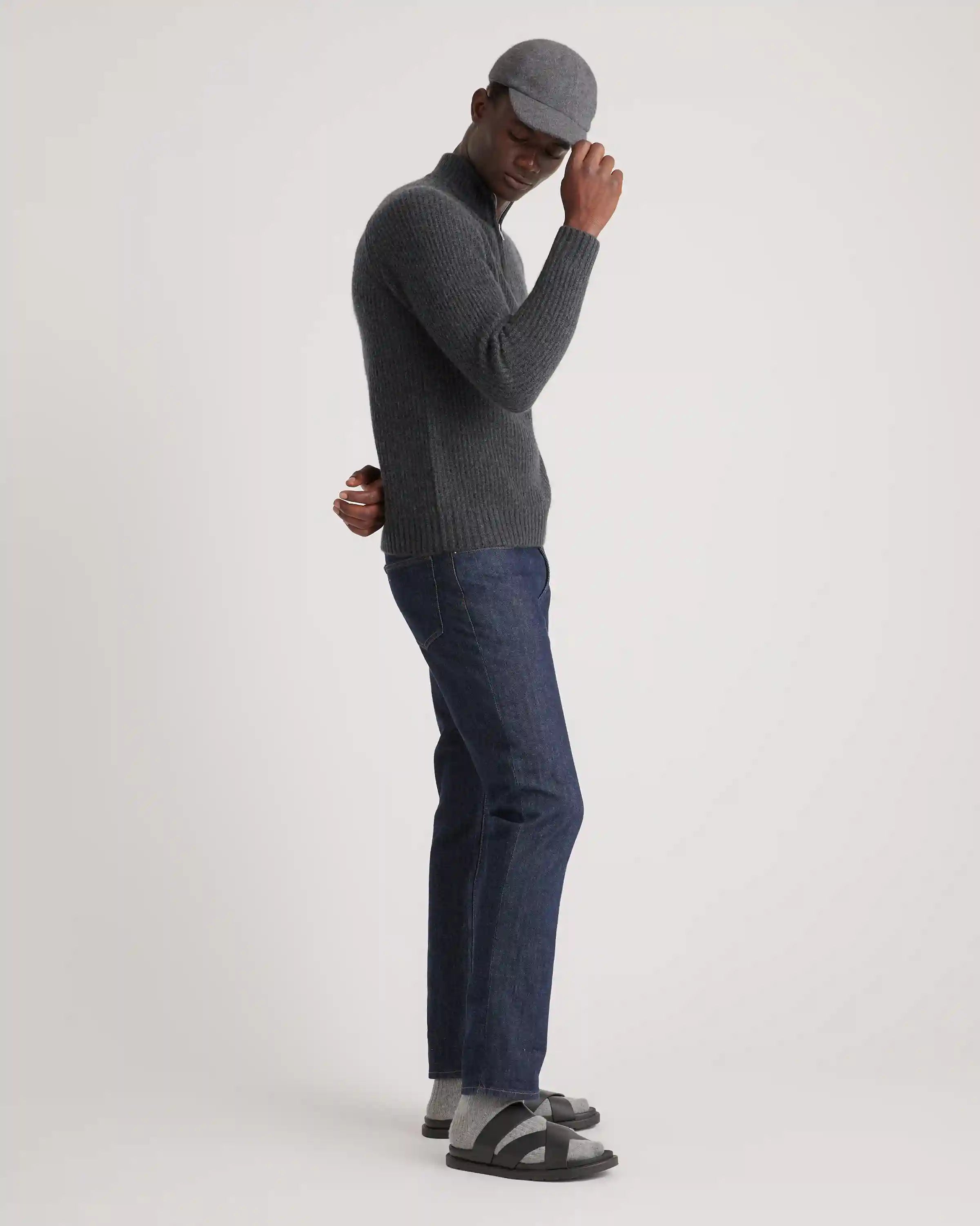 Mongolian Cashmere Fisherman Quarter Zip Sweater