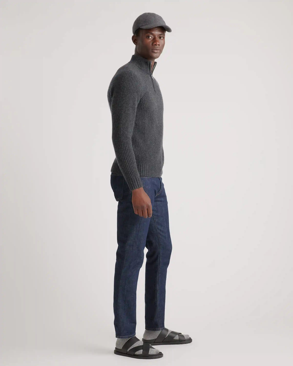 Mongolian Cashmere Fisherman Quarter Zip Sweater