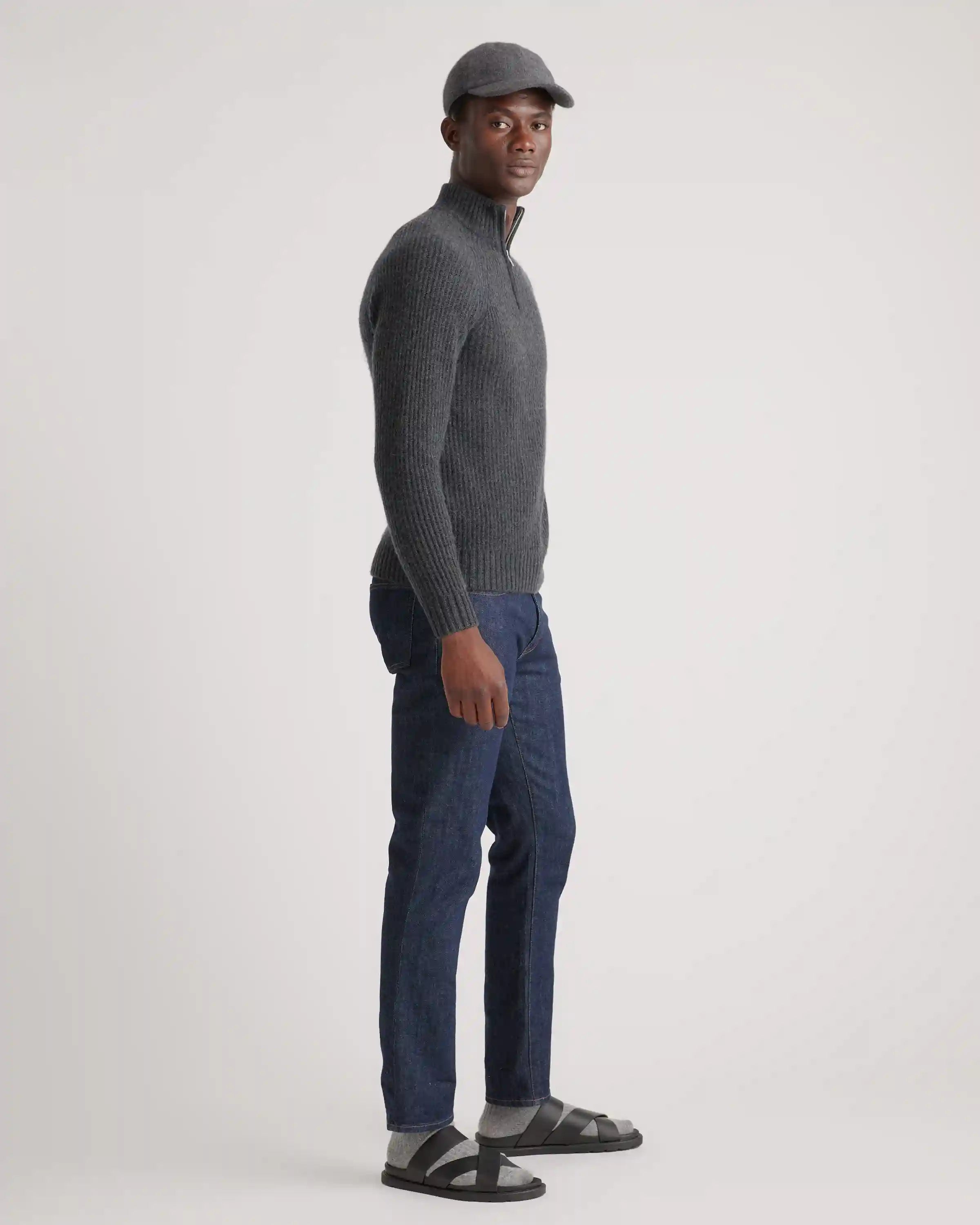 Mongolian Spring Cashmere Fisherman Quarter Zip Sweater