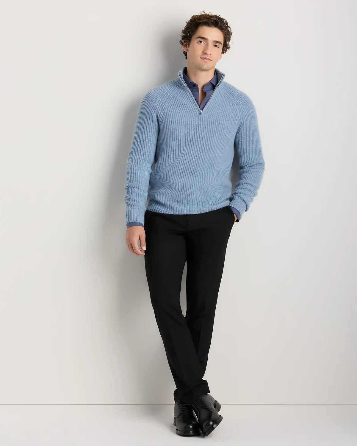 Mongolian Cashmere Fisherman Quarter Zip Sweater