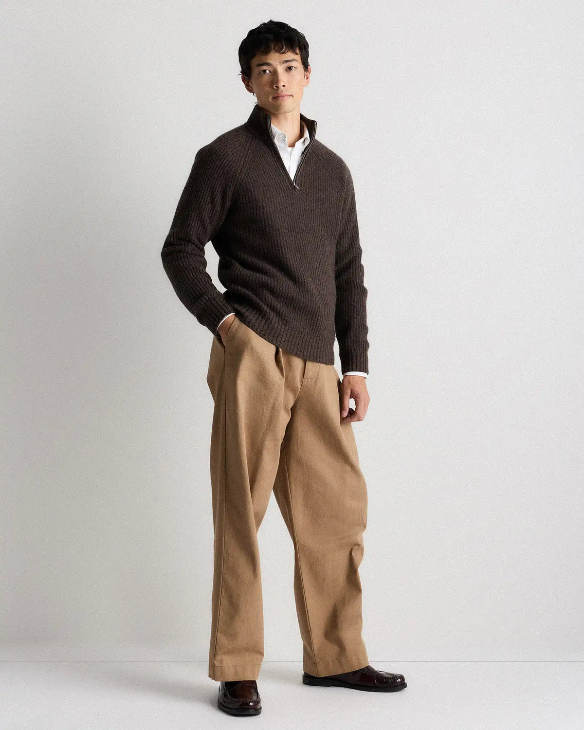Mongolian Cashmere Fisherman Quarter Zip Sweater