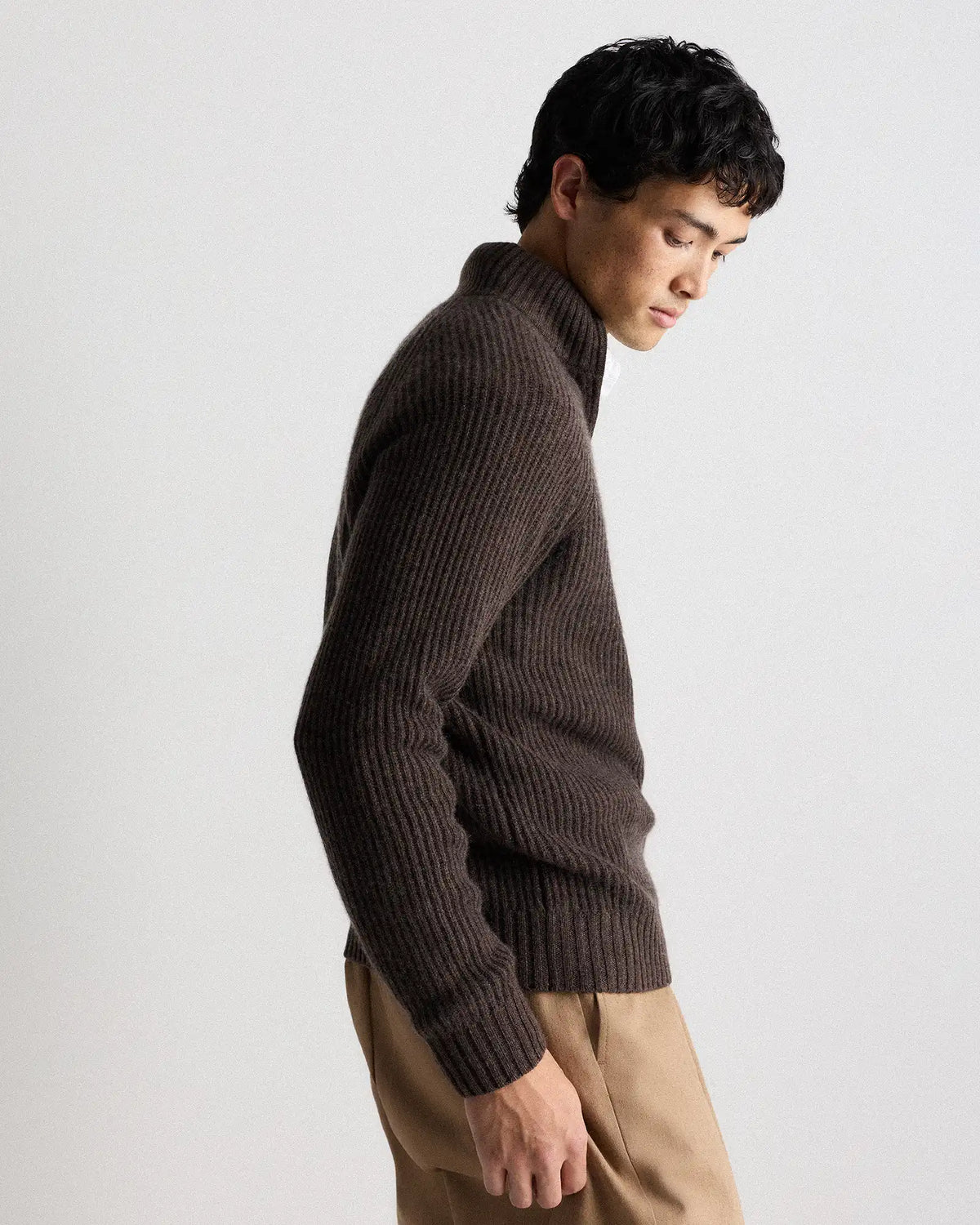Mongolian Cashmere Fisherman Quarter Zip Sweater