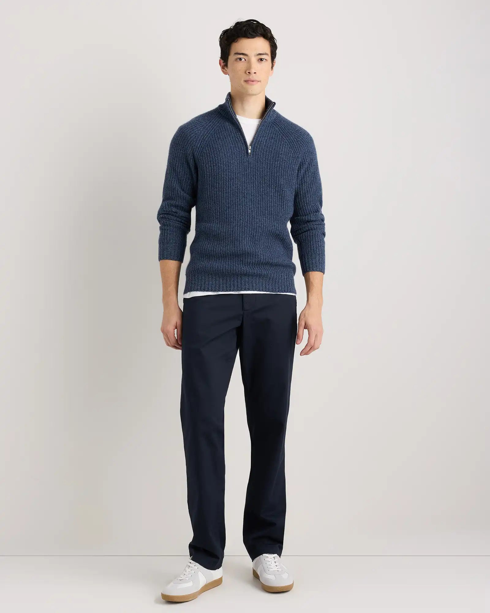 Mongolian Cashmere Fisherman Quarter Zip Sweater