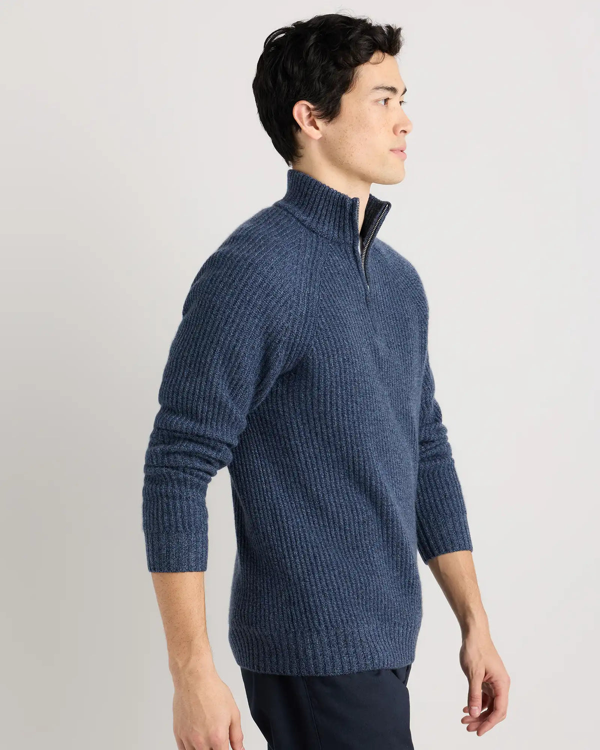 Mongolian Cashmere Fisherman Quarter Zip Sweater