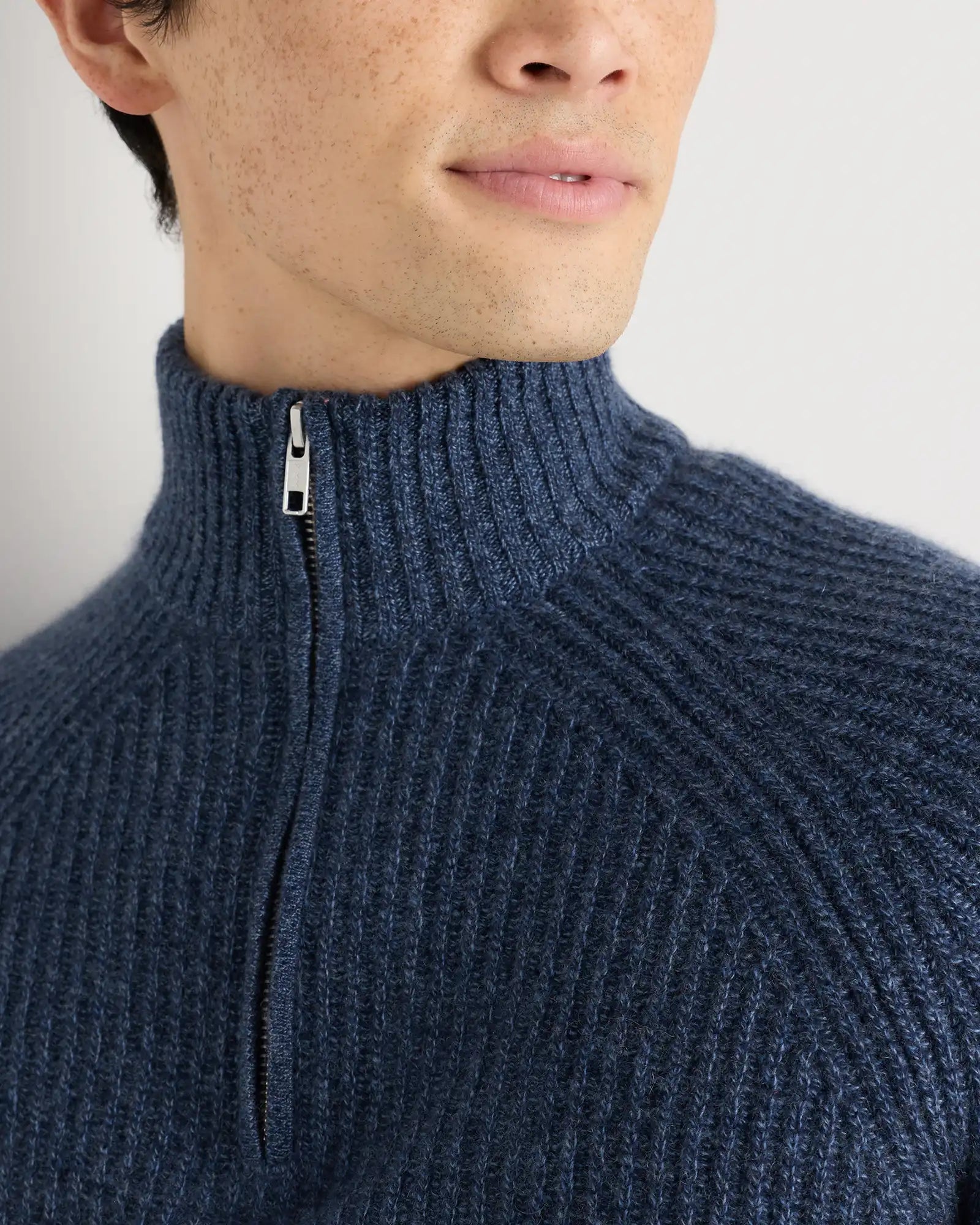 Mongolian Cashmere Fisherman Quarter Zip Sweater
