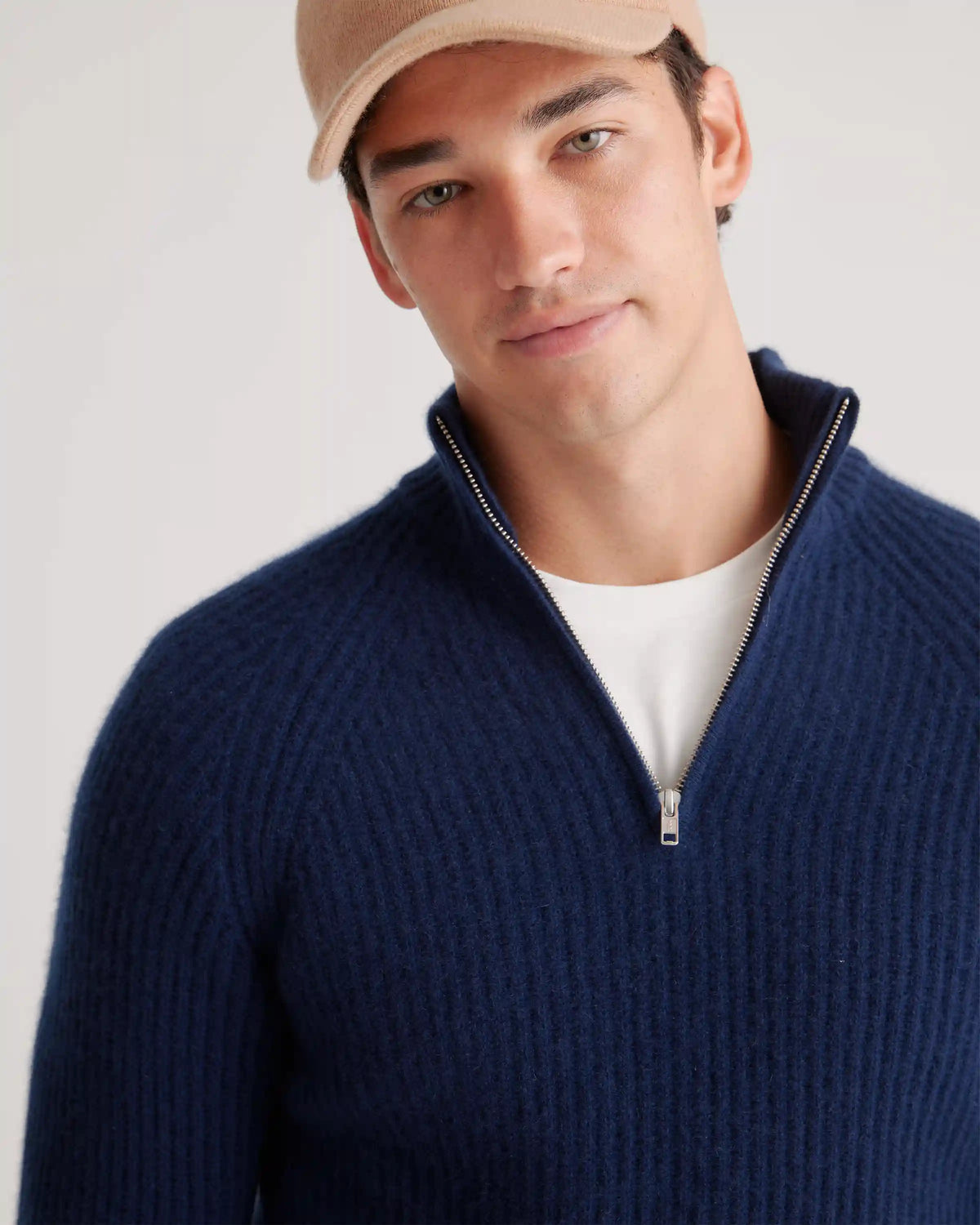 Mongolian Spring Cashmere Fisherman Quarter Zip Sweater
