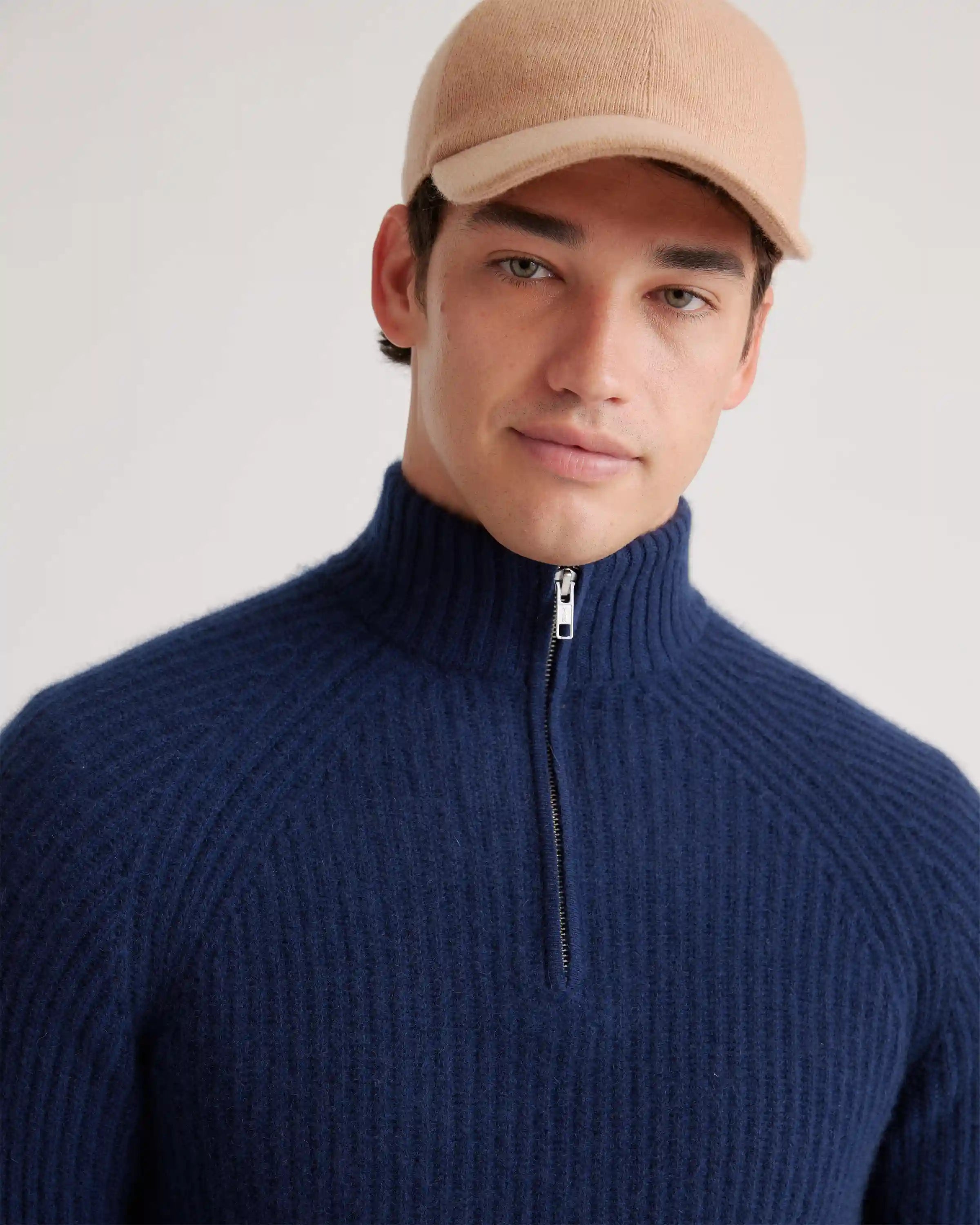 Mongolian Cashmere Fisherman Quarter Zip Sweater