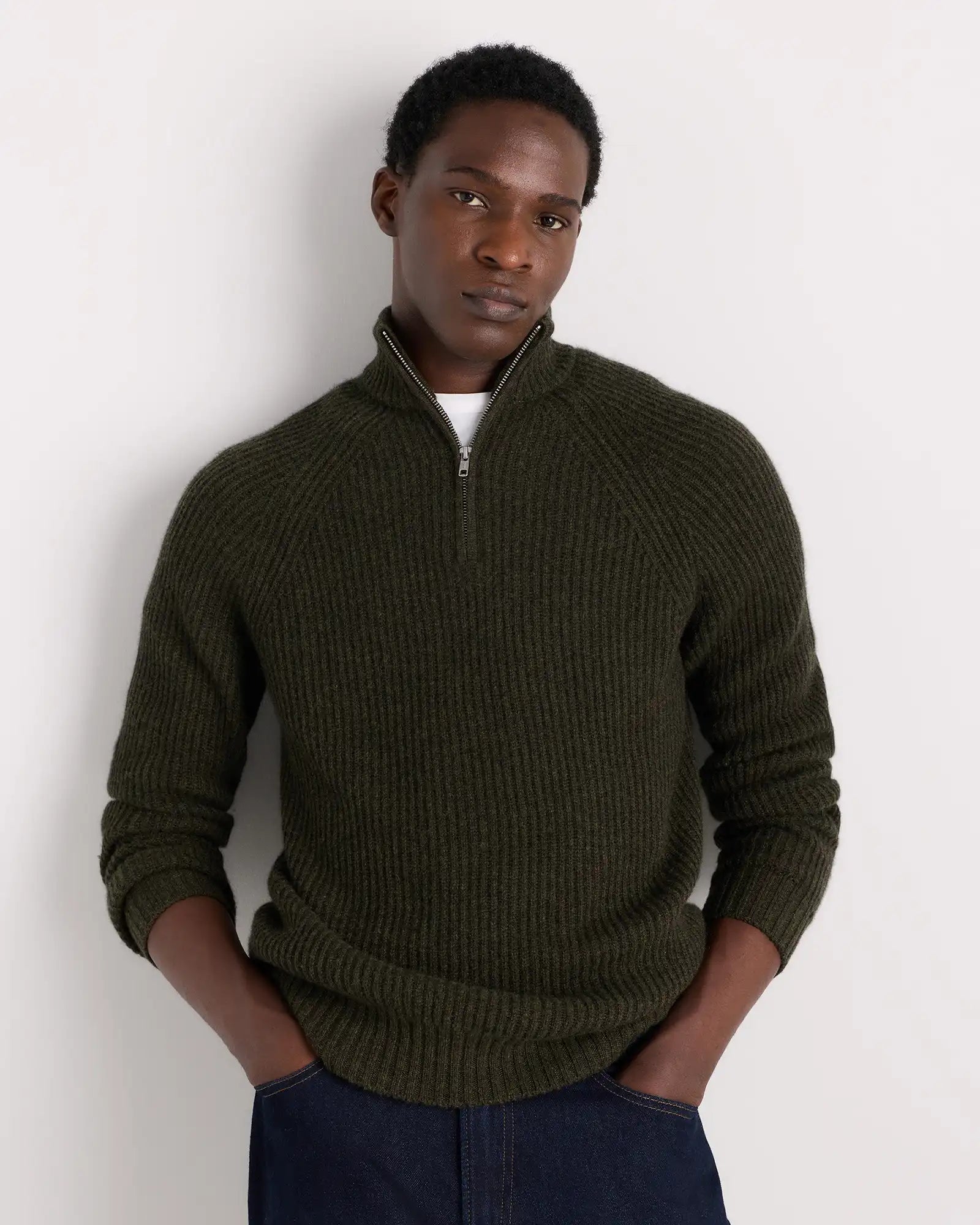 Mongolian Cashmere Fisherman Quarter Zip Sweater