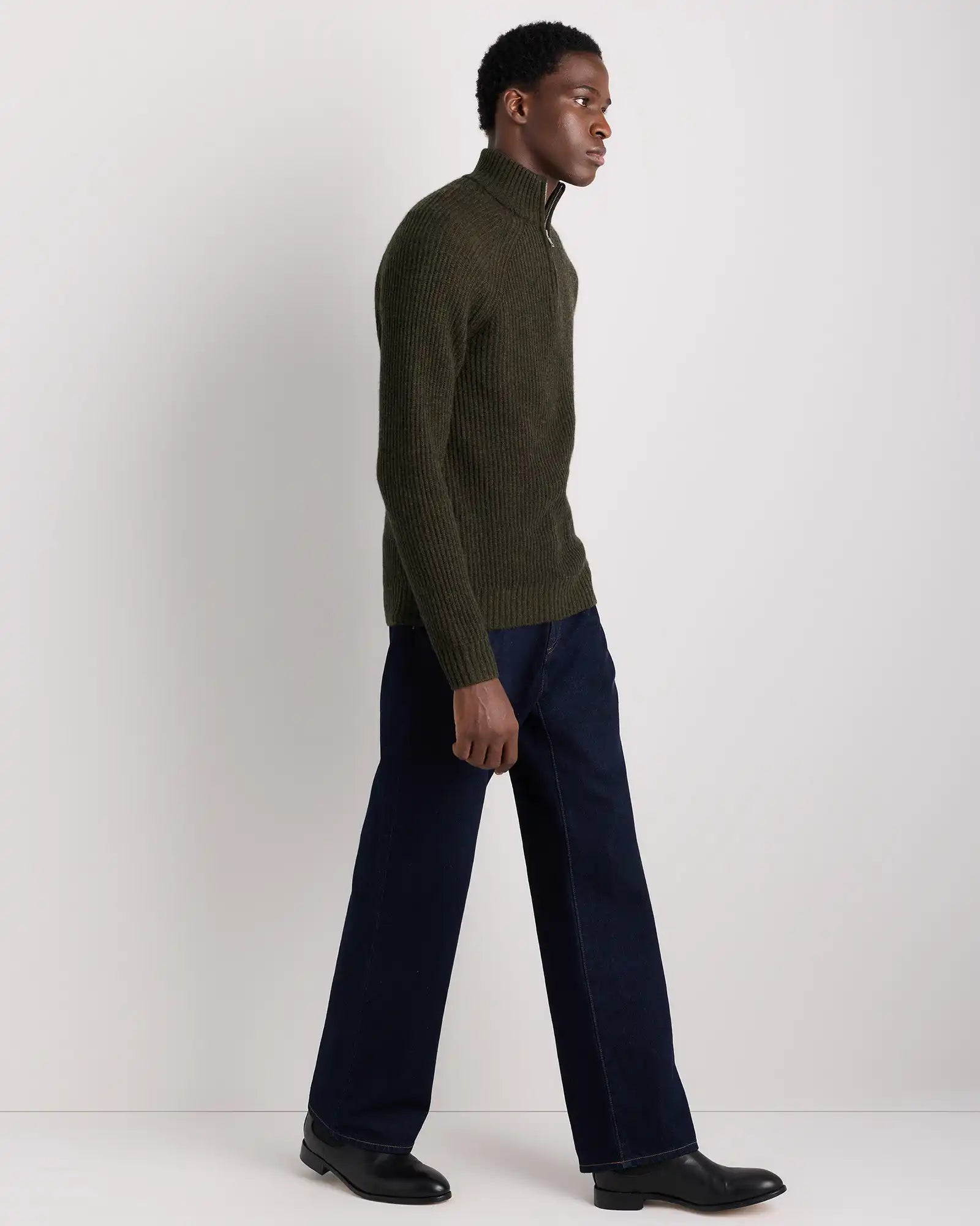 Mongolian Cashmere Fisherman Quarter Zip Sweater