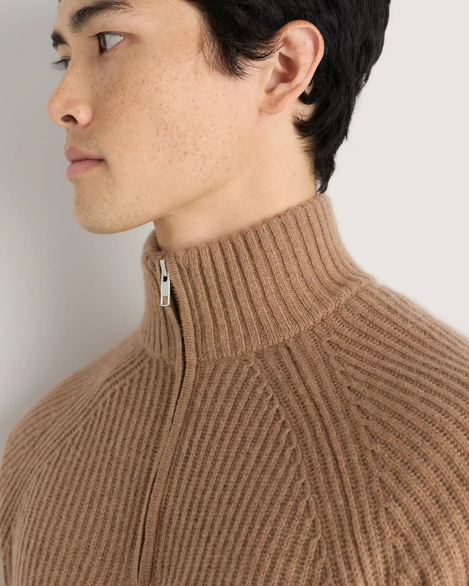 Mongolian Cashmere Fisherman Quarter Zip Sweater